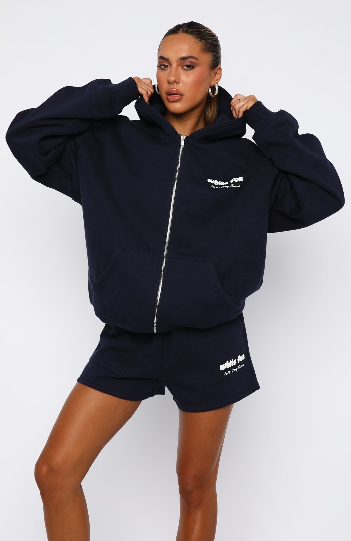 Era 8 Zip Front Hoodie Nautical | White Fox Boutique UK