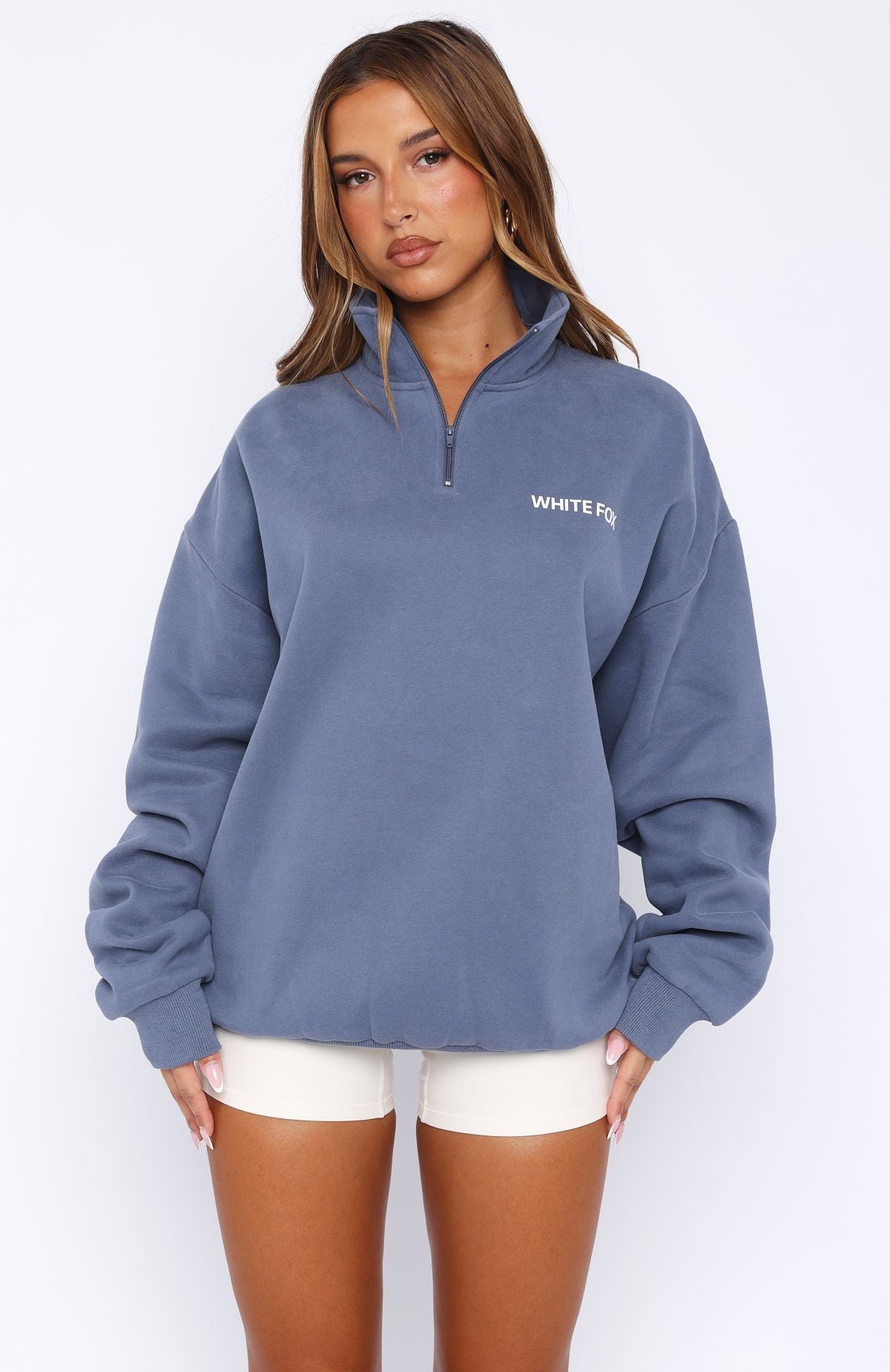 Core Classic Zip Front Sweater Ocean | White Fox Boutique UK