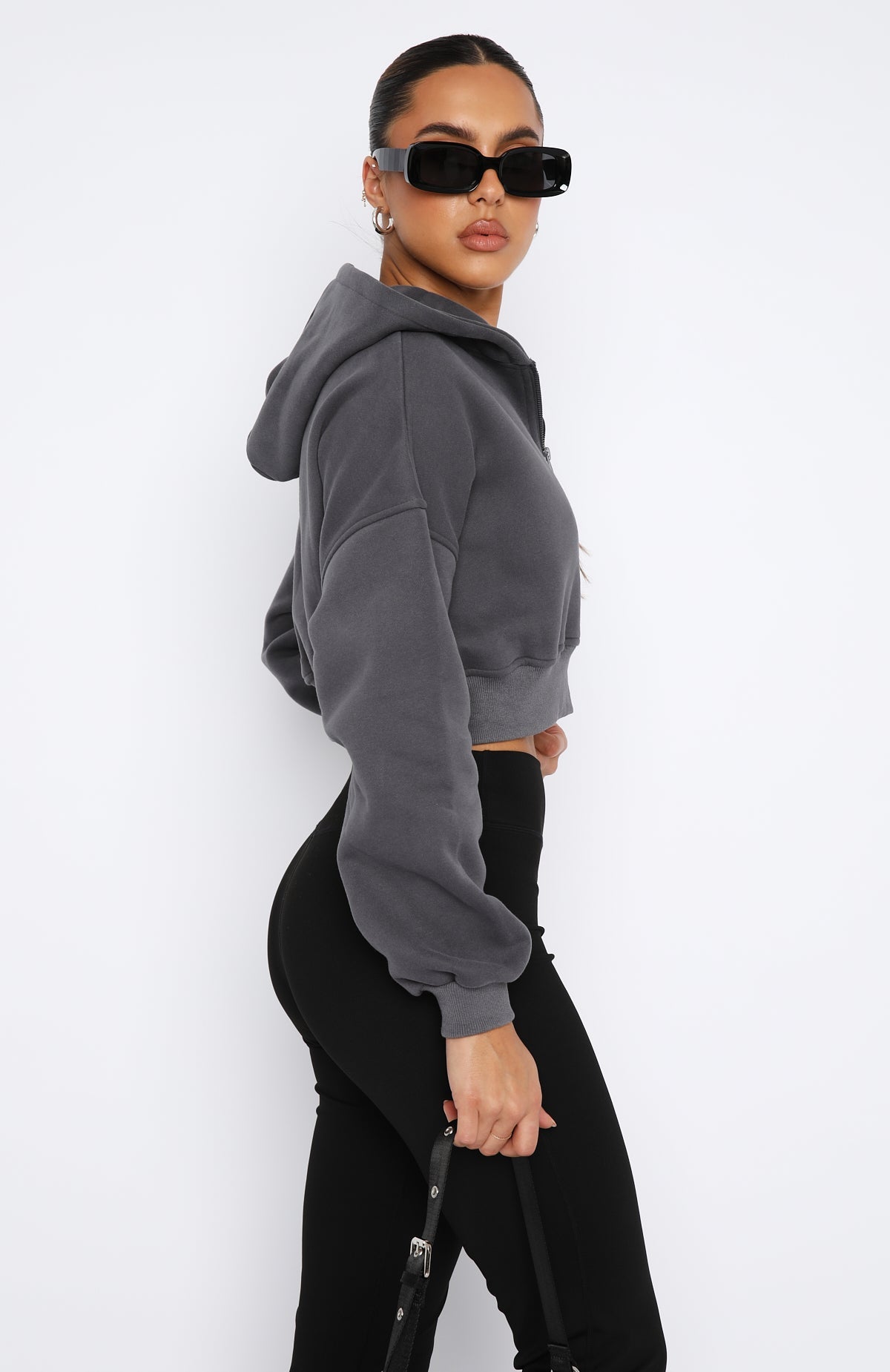 She's Effortless Cropped Hoodie Slate