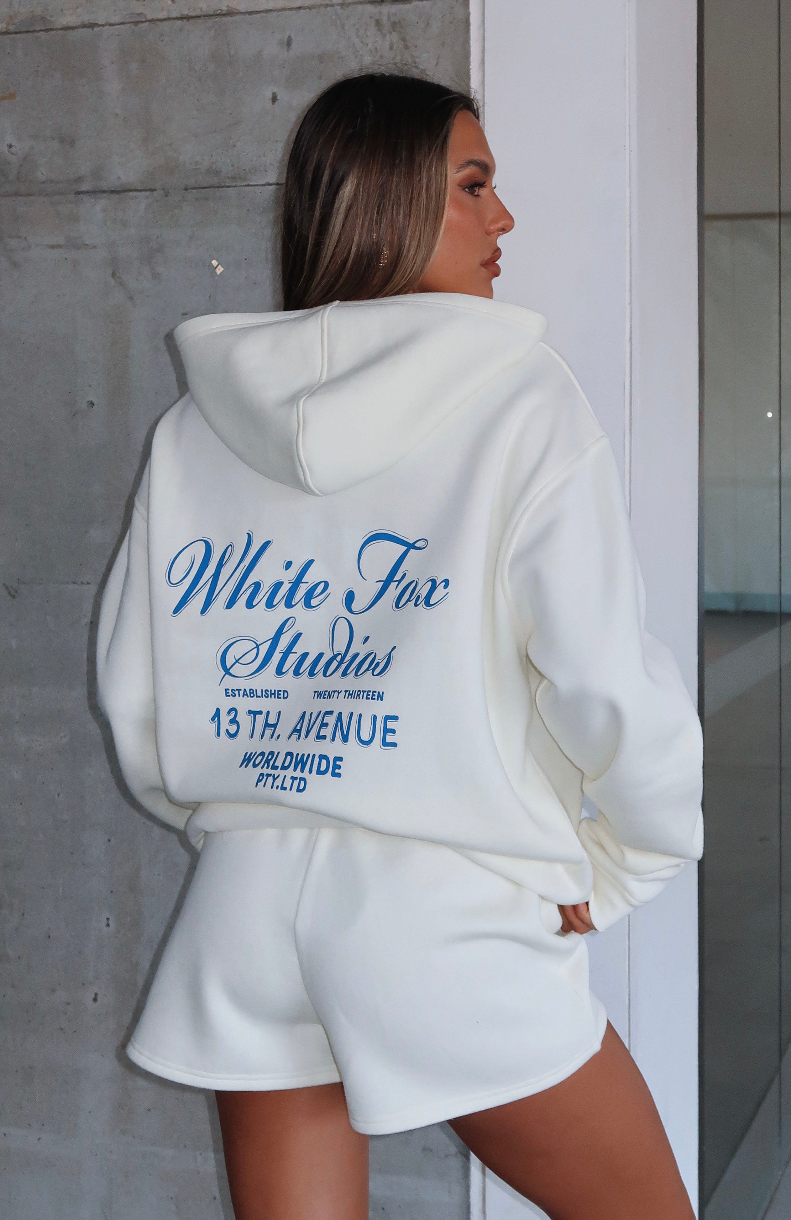 13th Avenue Oversized Hoodie Off White White Fox Boutique UK