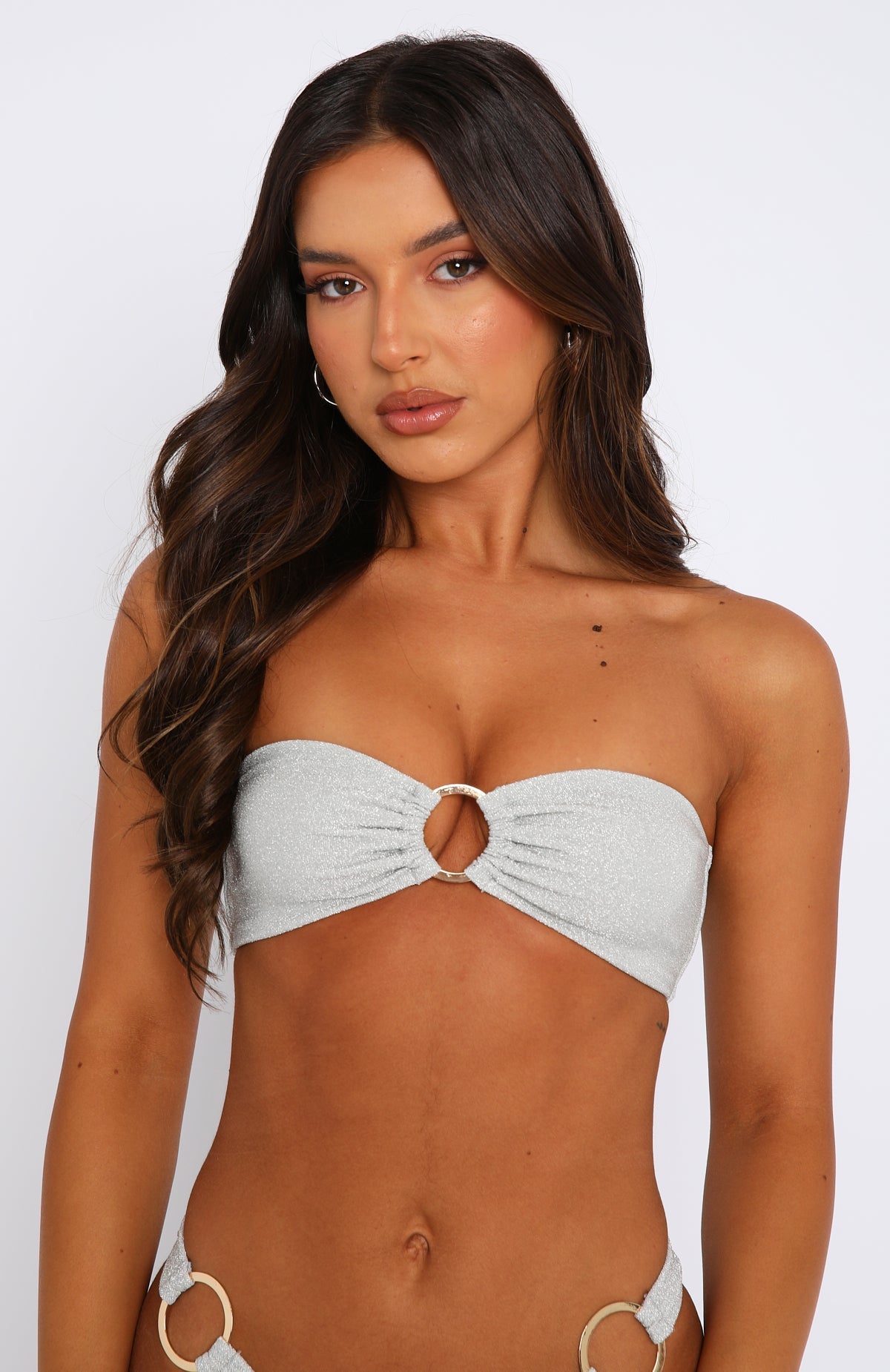 White Strapless Bandeau Bikini Top