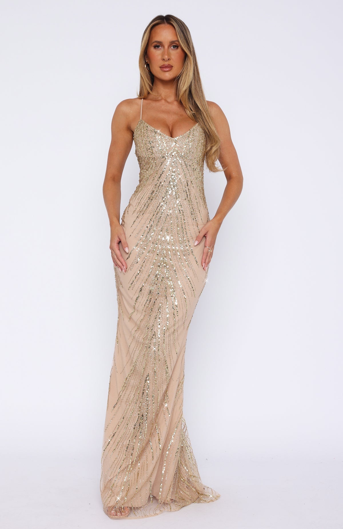 Reaching Out Maxi Dress Gold | White Fox Boutique UK Reaching Out Maxi Dress Gold | White Fox Boutique UK