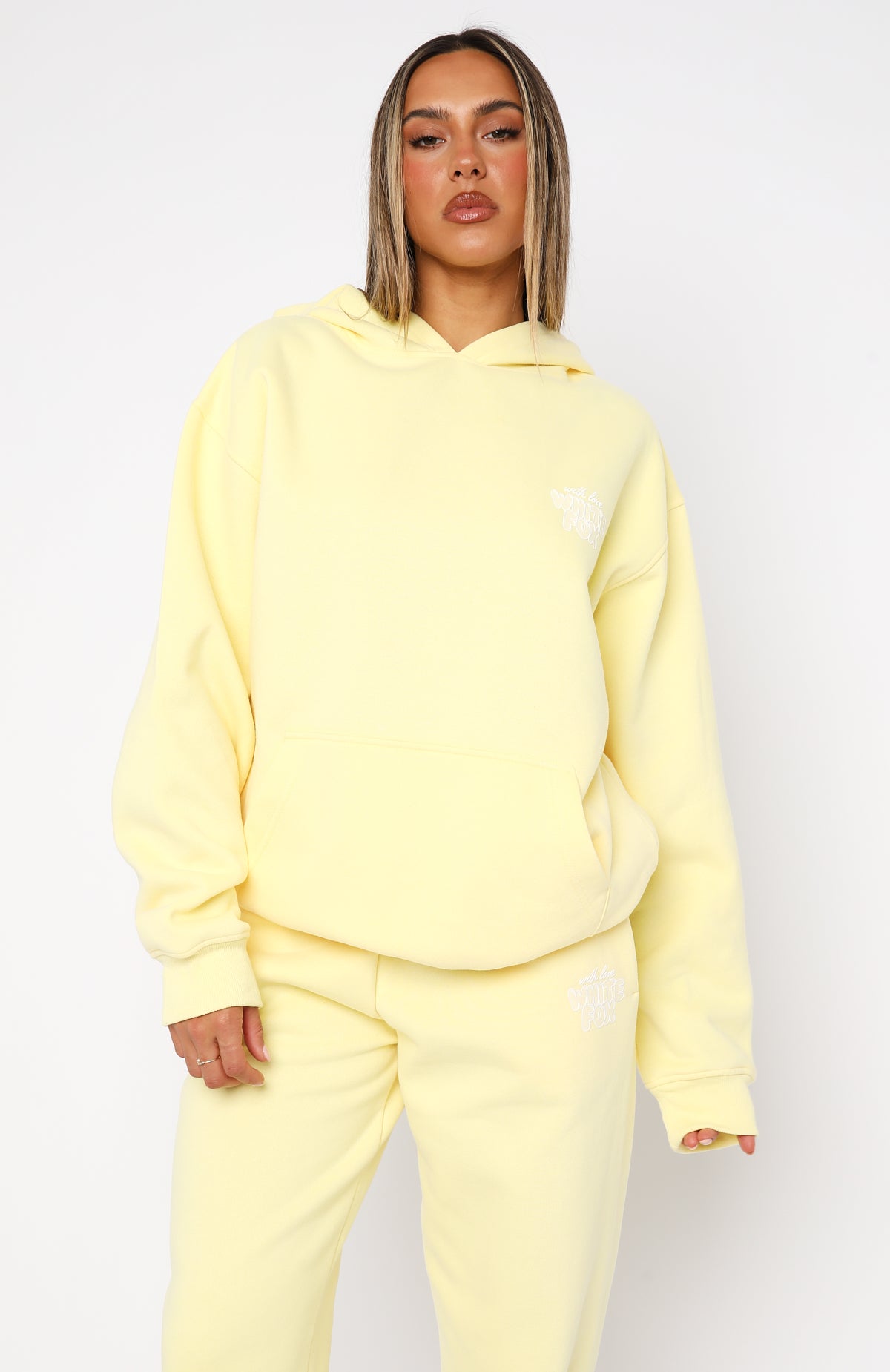 With Love Always Oversized Hoodie Lemon | White Fox Boutique UK