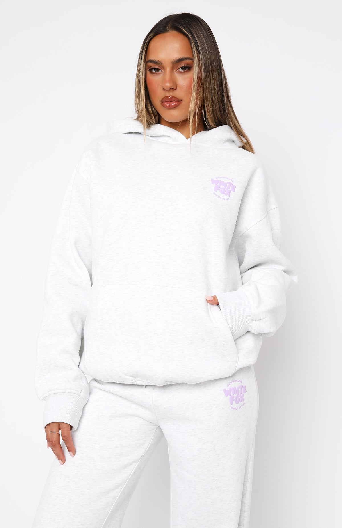 With Love For You Oversized Hoodie Grey Marle | White Fox Boutique UK