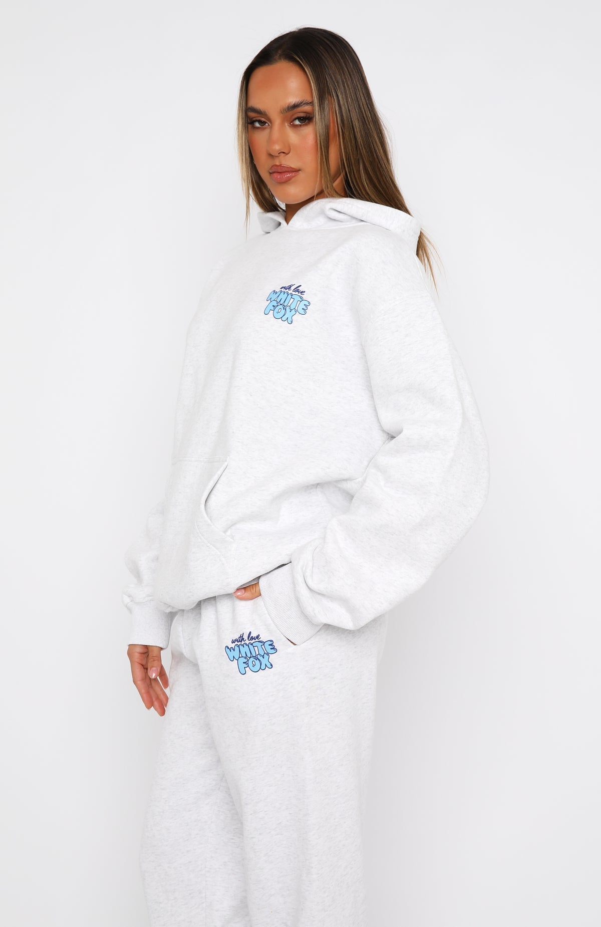 With Love Always Oversized Hoodie Grey Marle | White Fox Boutique UK