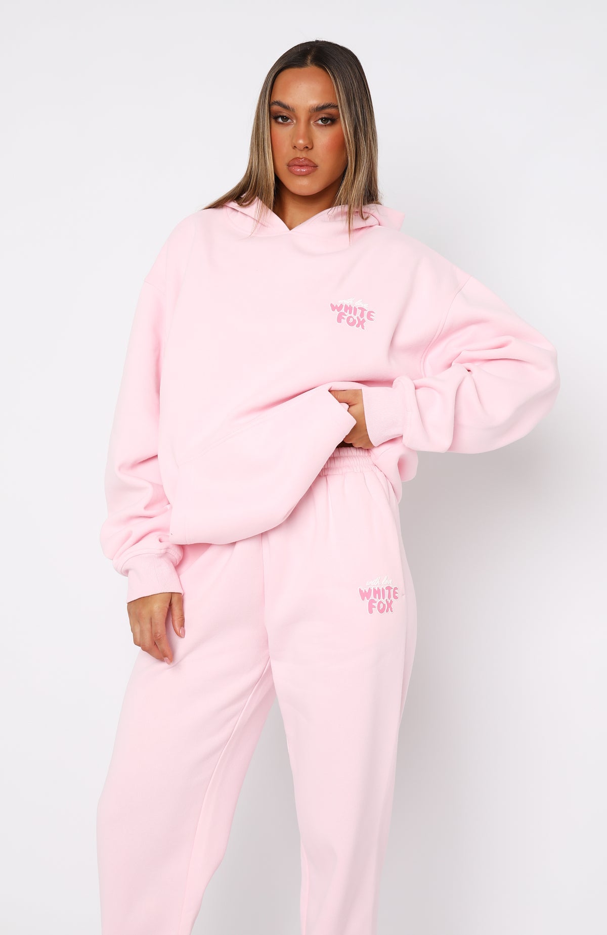 With Love Always Oversized Hoodie Baby Pink | White Fox Boutique UK