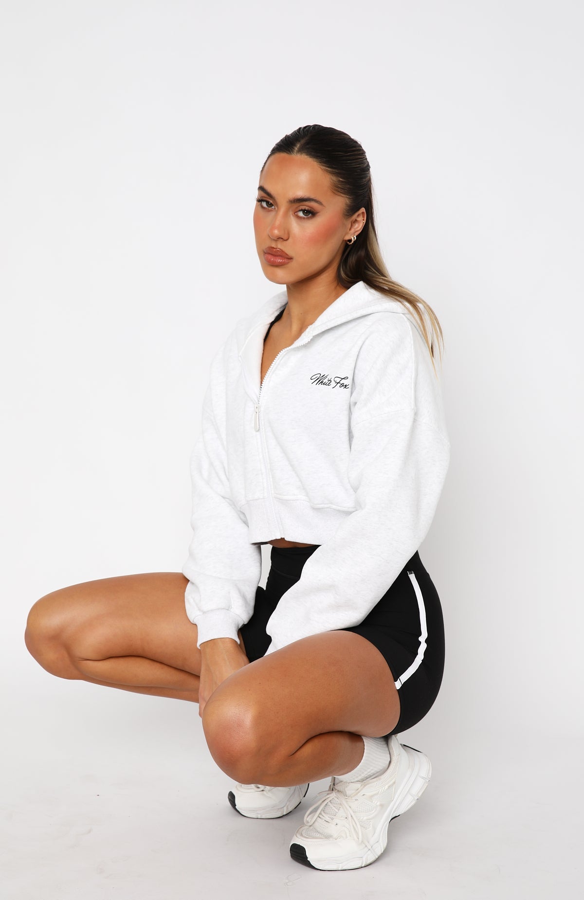 Stepping Out Cropped Hoodie Grey Marle | White Fox Boutique UK
