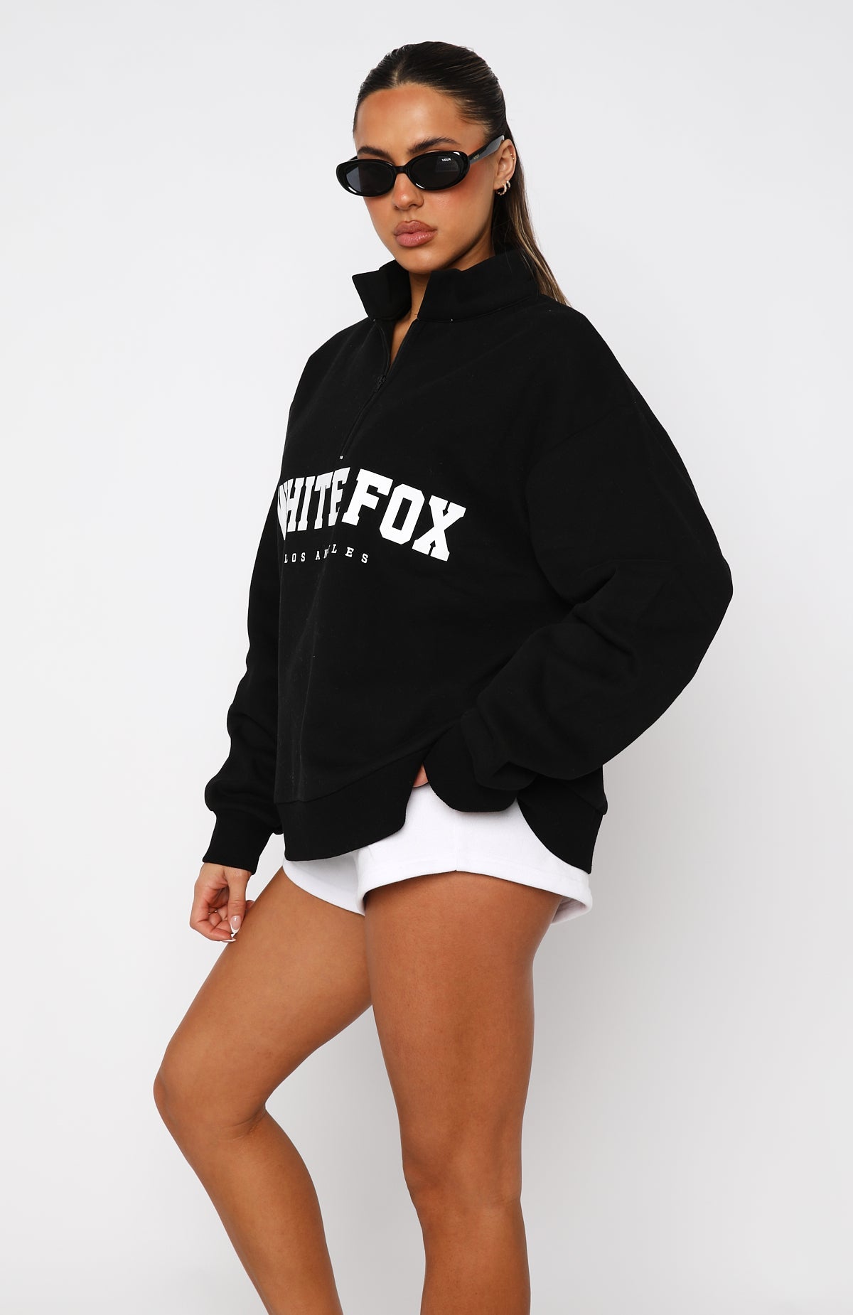 High Standard Zip Front Sweater Black | White Fox Boutique UK