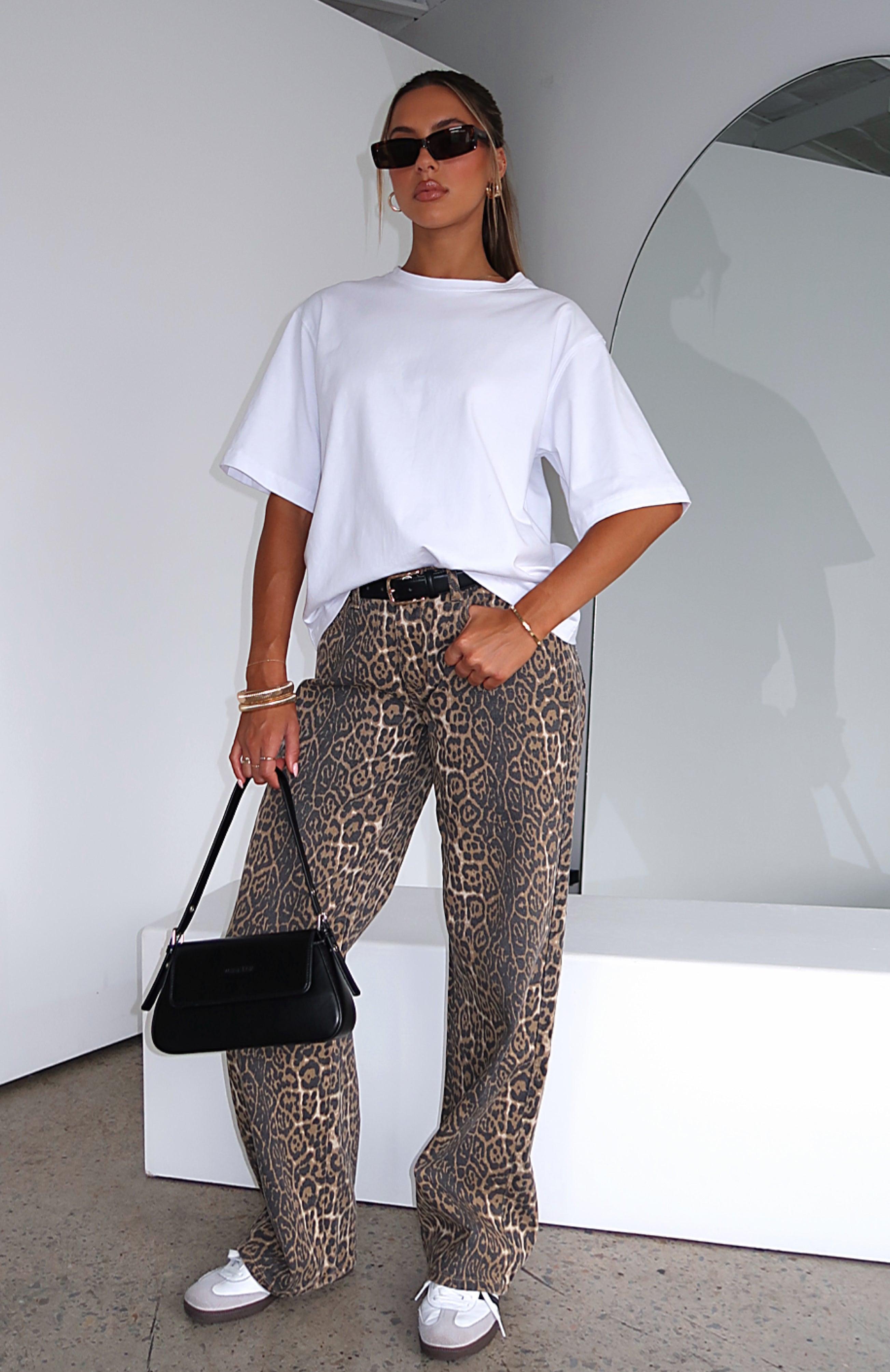 Stella Low Rise Wide Leg Jeans Leopard White Fox Boutique UK