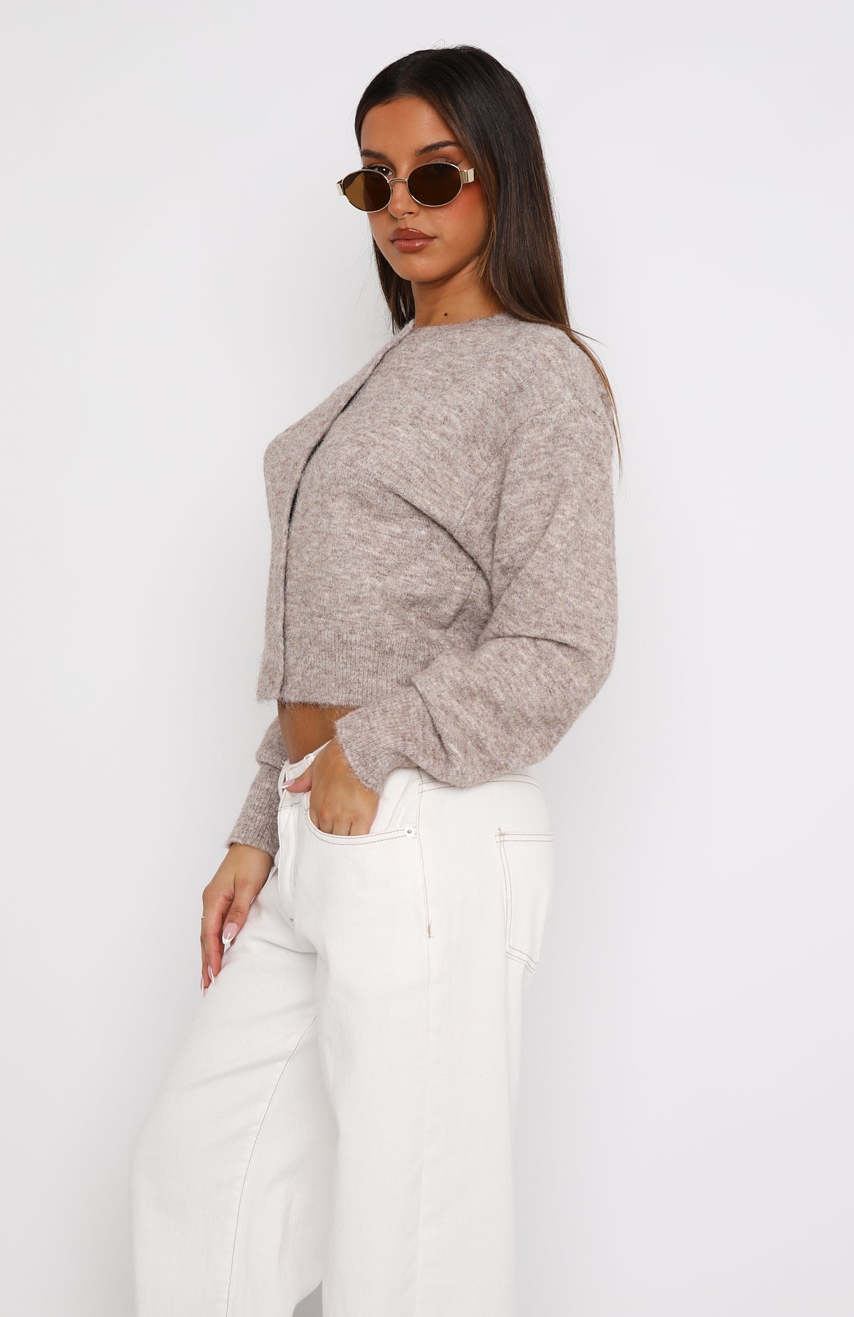 Warm Whispers Knit Cardigan Taupe | White Fox Boutique UK