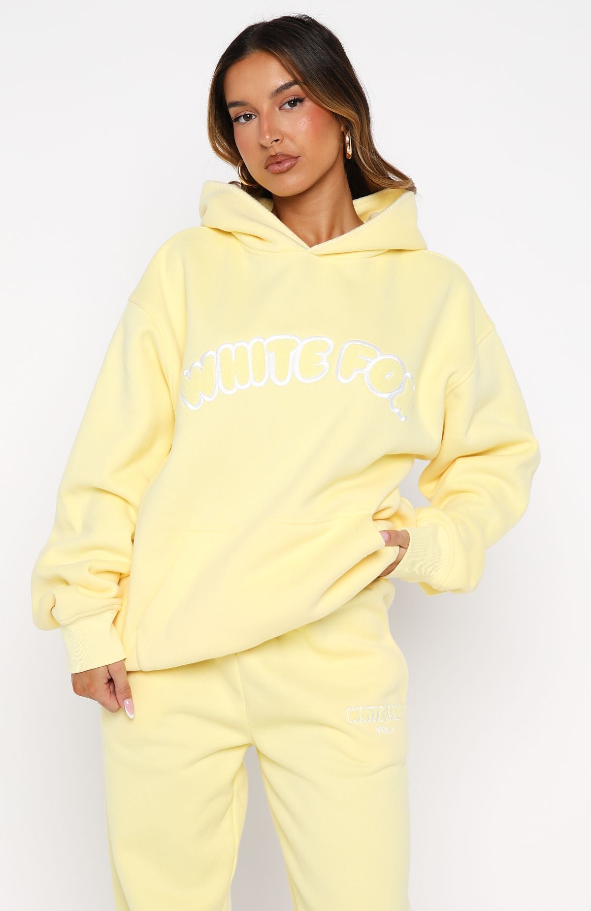 Vol. 1 Front Graphic Oversized Hoodie Lemon | White Fox Boutique UK