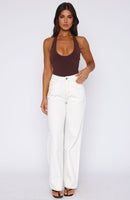 Bring The Style High Rise Wide Leg Jeans Off White