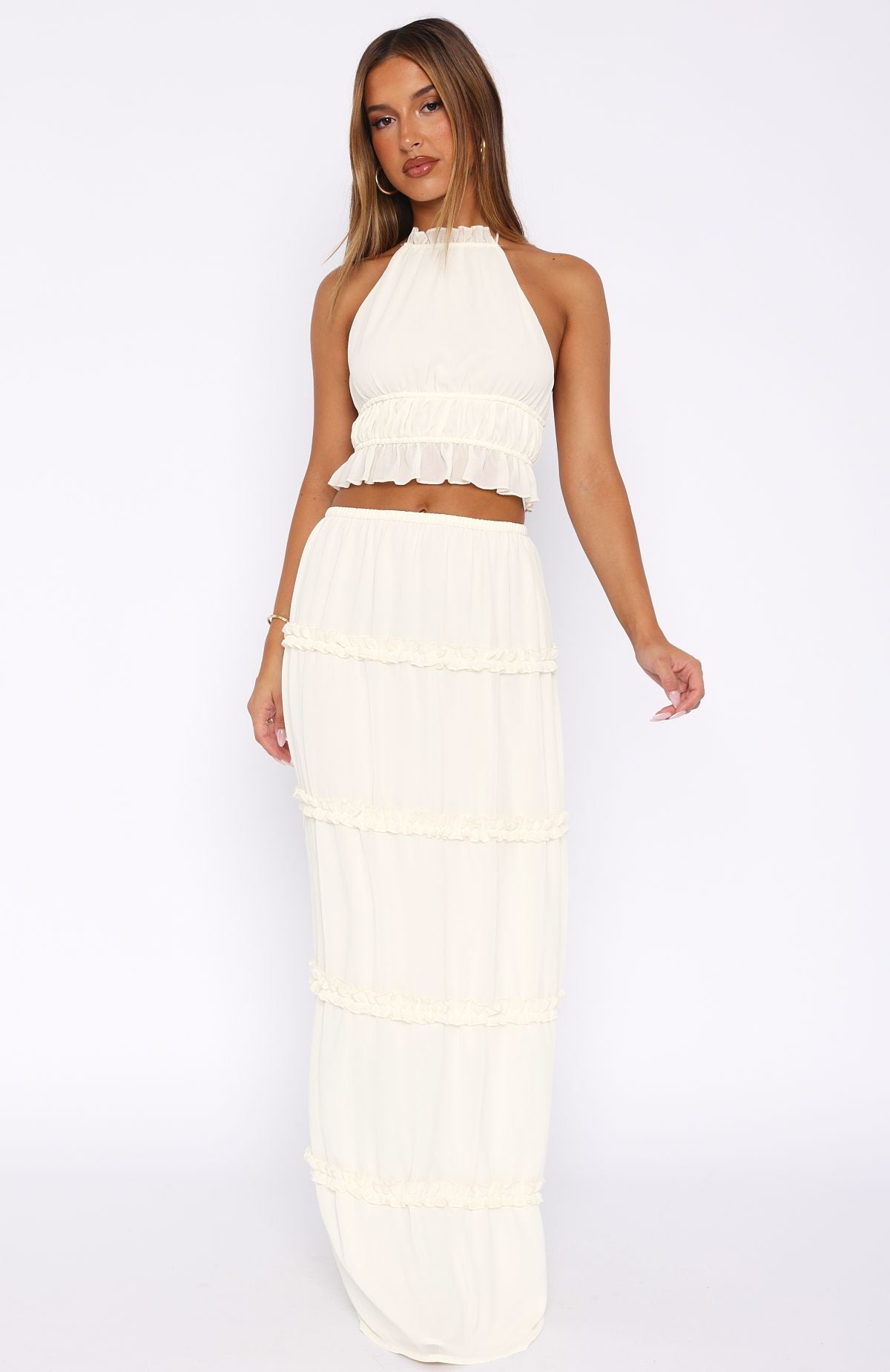 No Contact Maxi Skirt Off White | White Fox Boutique UK