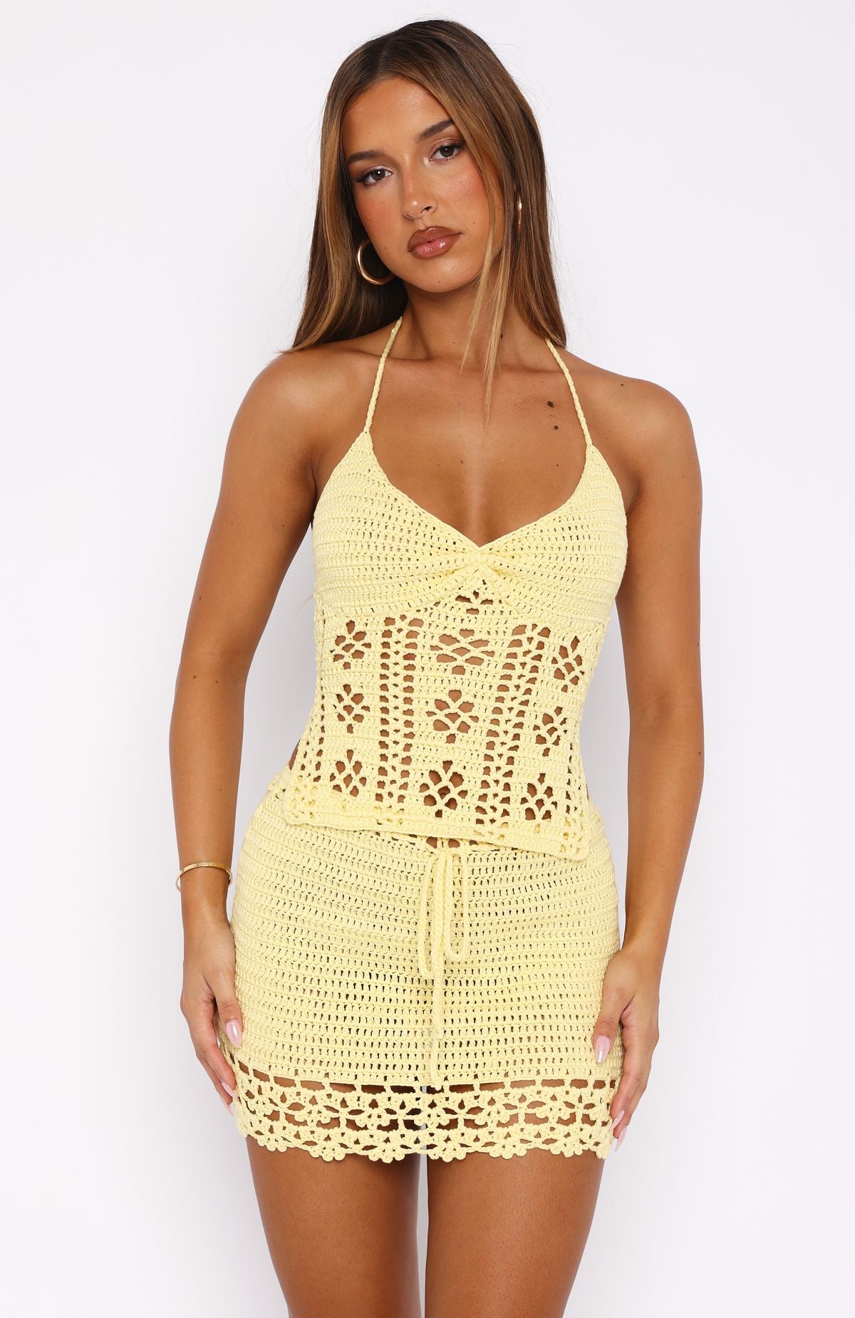Don't Ask Me That Crochet Top Lemon | White Fox Boutique UK