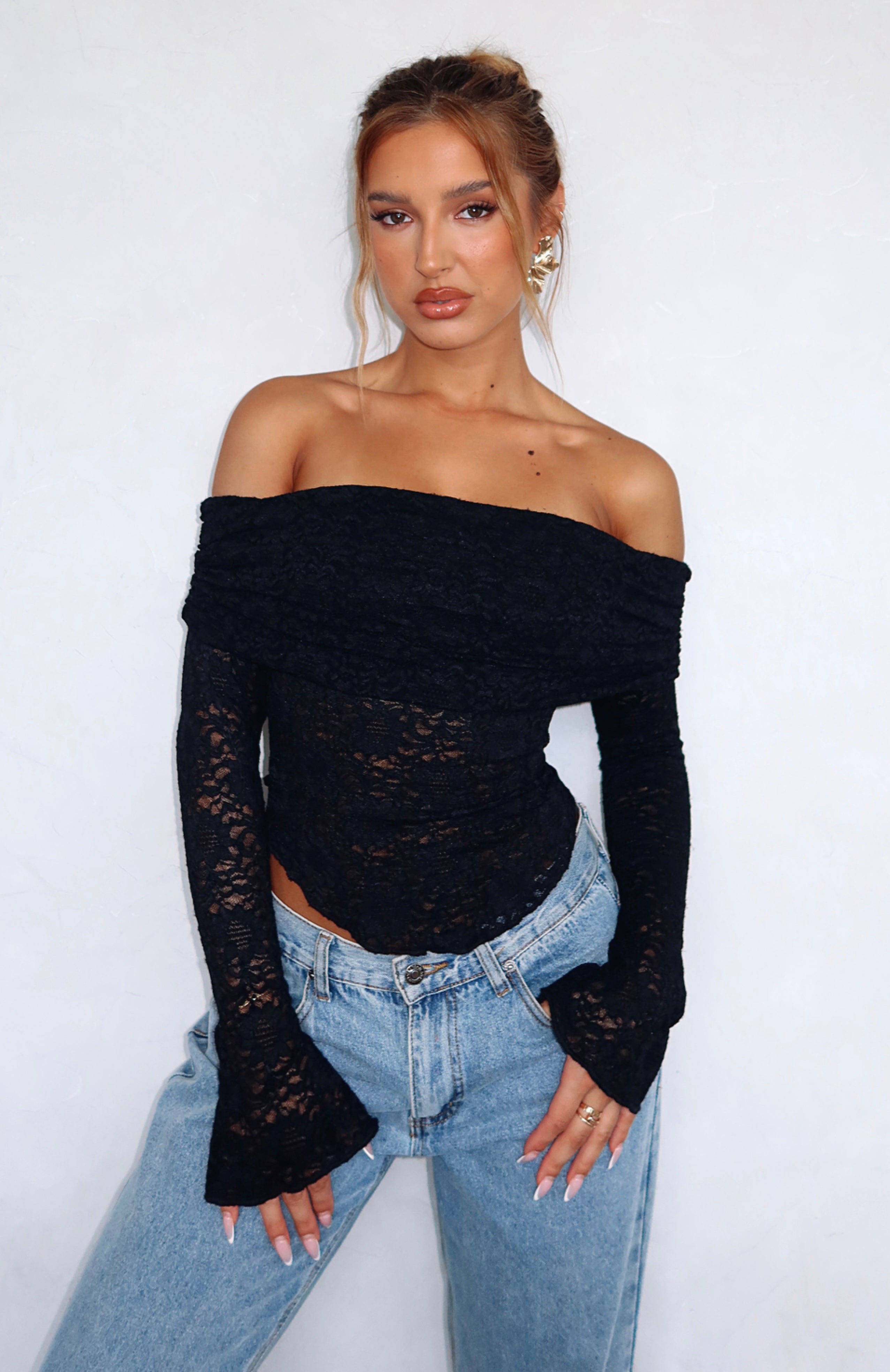 Be Good To You Lace Long Sleeve Top Black | White Fox Boutique UK