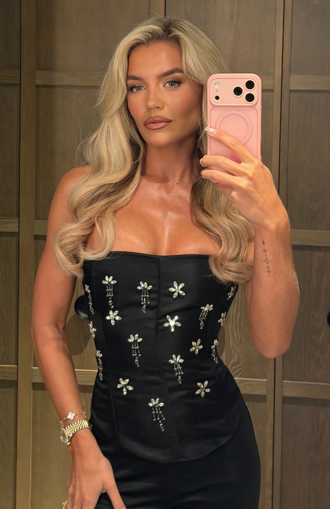 Damned Heart Embellished Bustier Black | White Fox Boutique UK