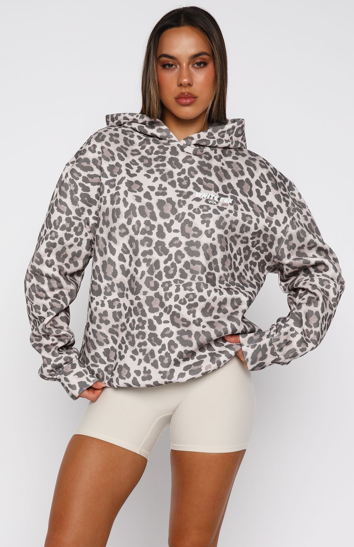 Offstage Printed Oversized Hoodie Leopard | White Fox Boutique UK
