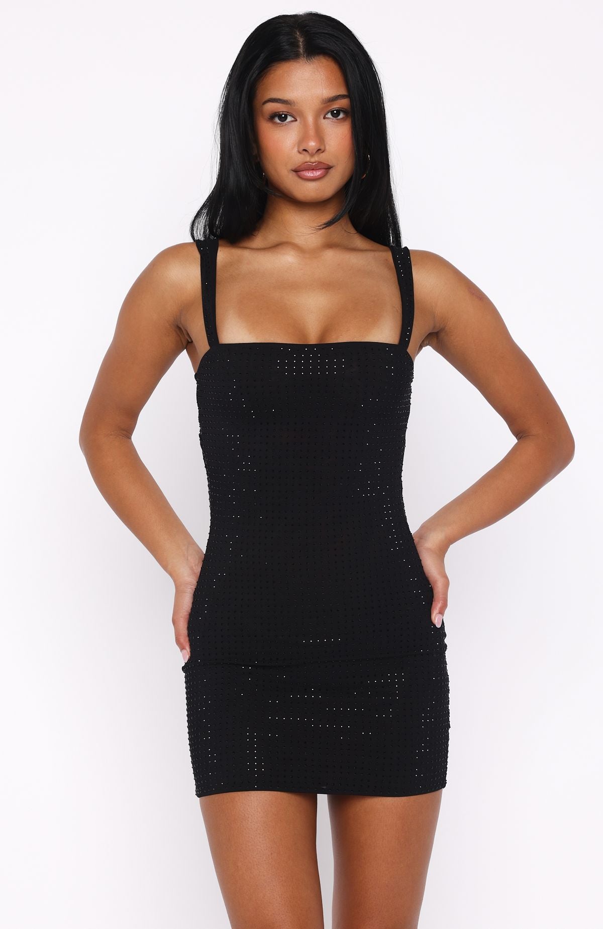 Pump The Volume Embellished Mini Dress Black | White Fox Boutique UK