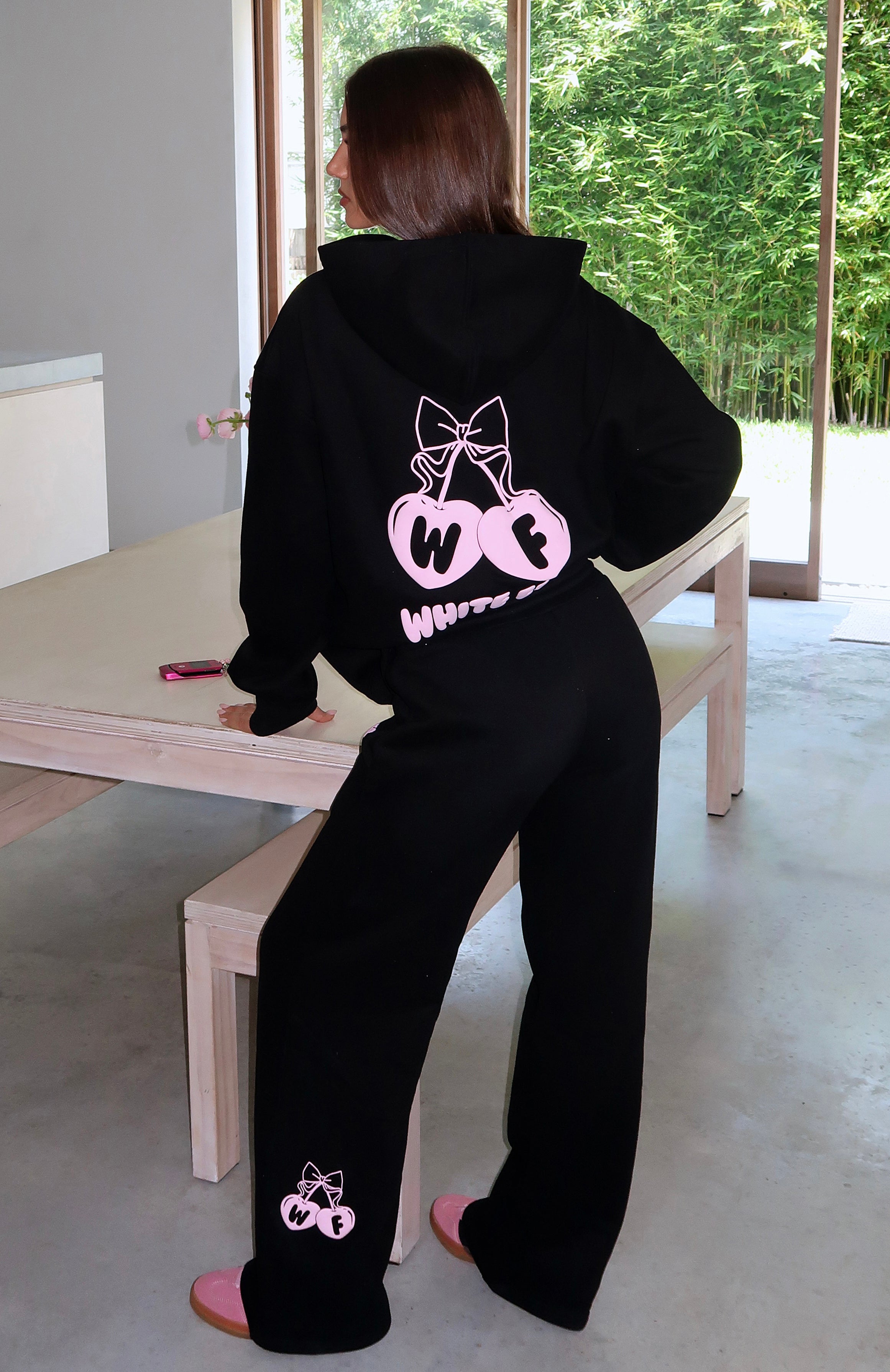 Feel The Love Wide Leg Sweatpants Black | White Fox Boutique UK