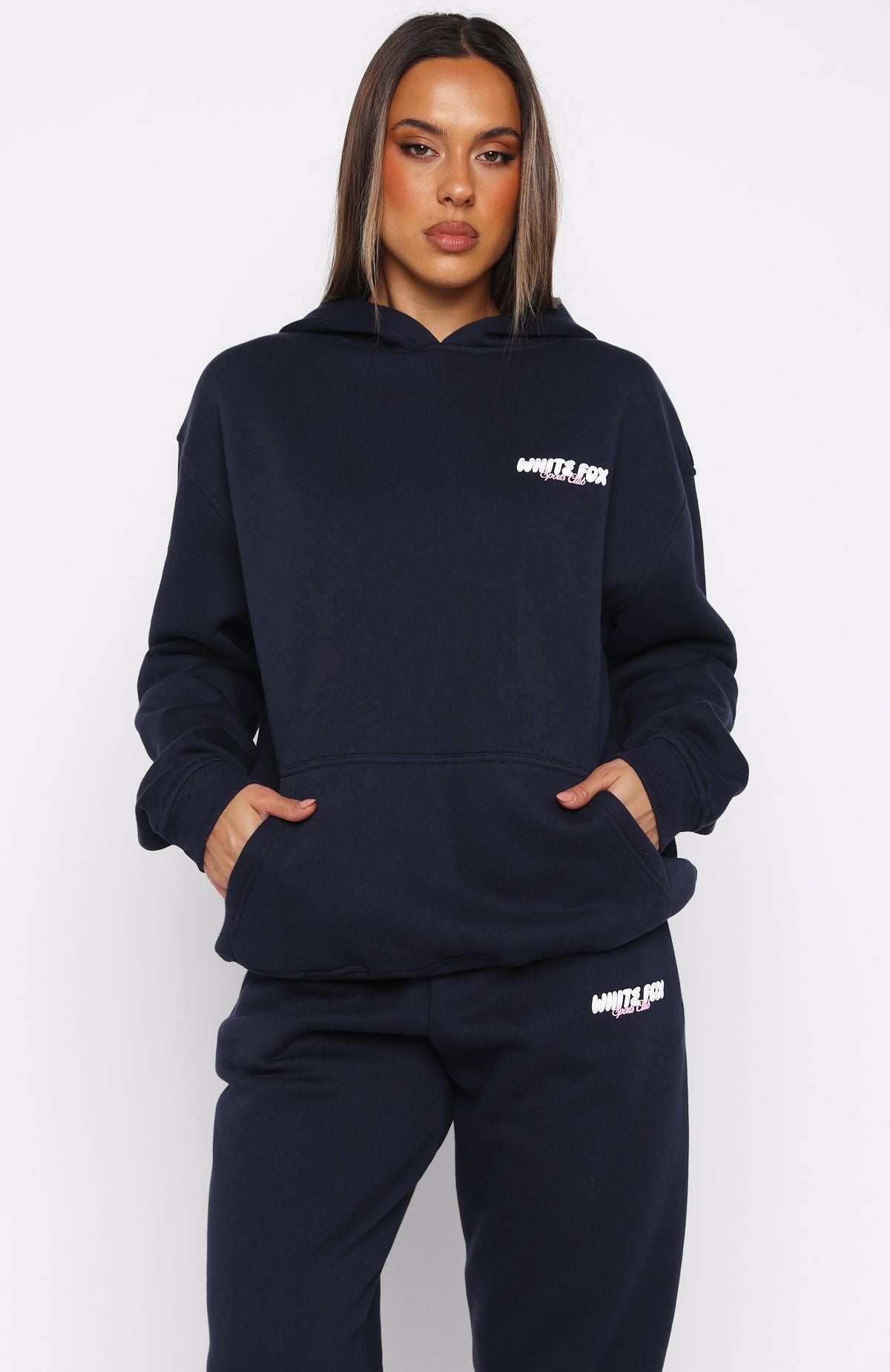 Club 14 Trinity Oversized Hoodie Navy | White Fox Boutique UK