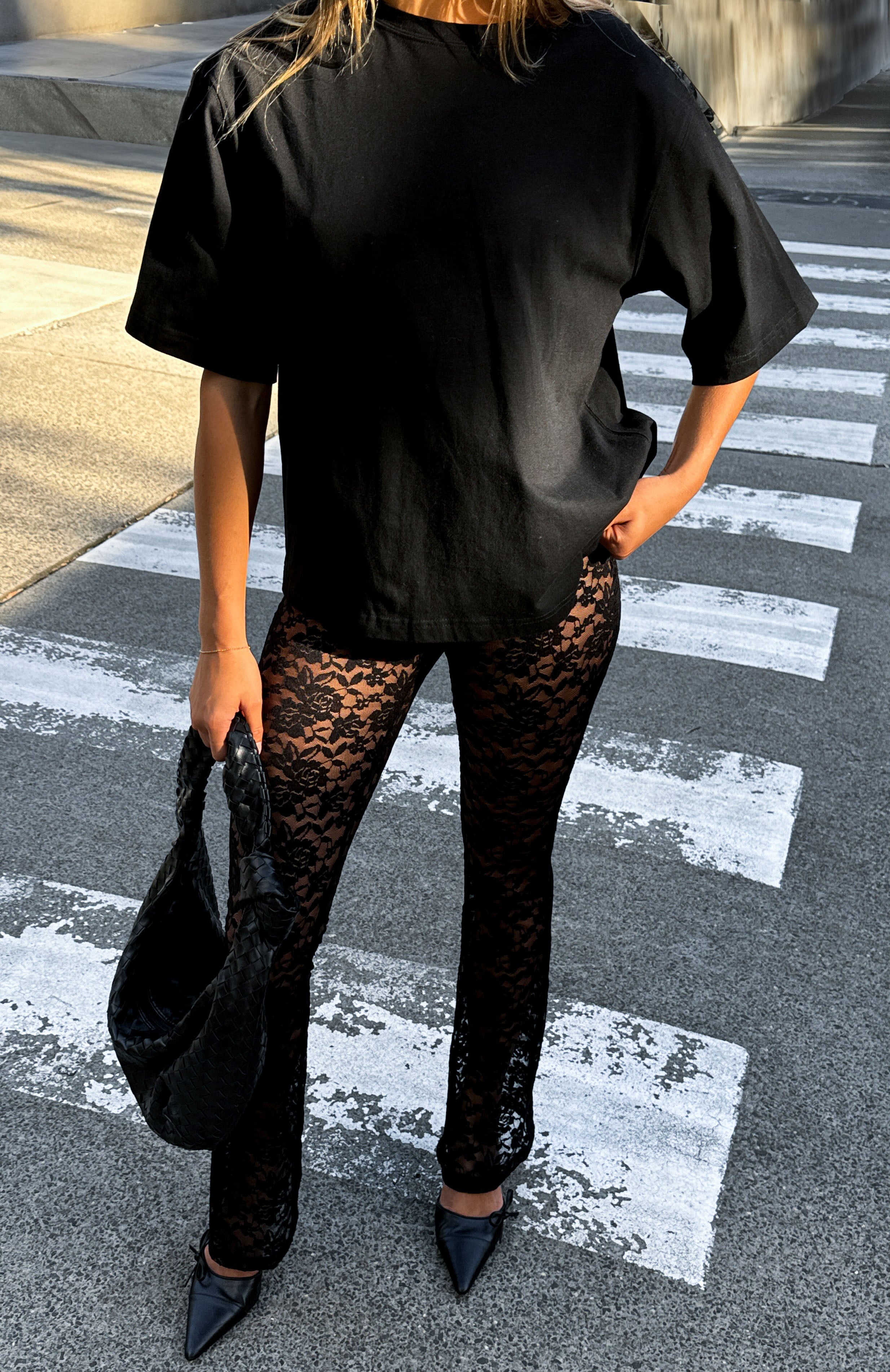 New Era Lace Pants Black White Fox Boutique UK - Main Image