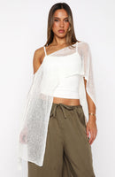 Beach Therapy Knit Poncho Top Cream