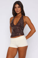 You Can Be Mine Beaded Top Chocolate