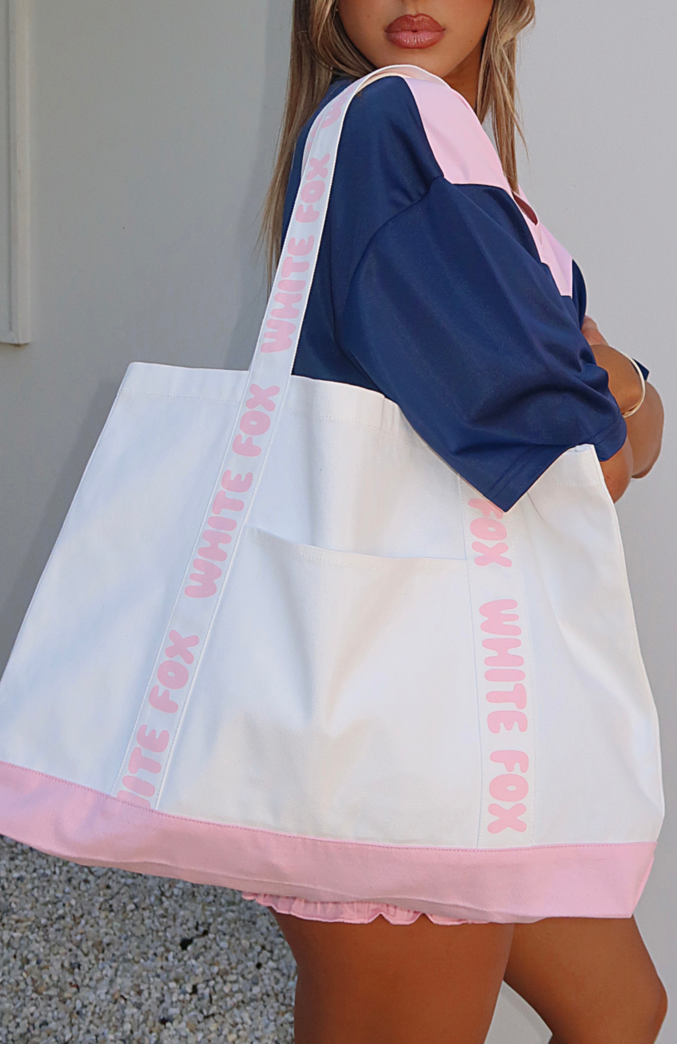 Pink White Tote Bag cheapest