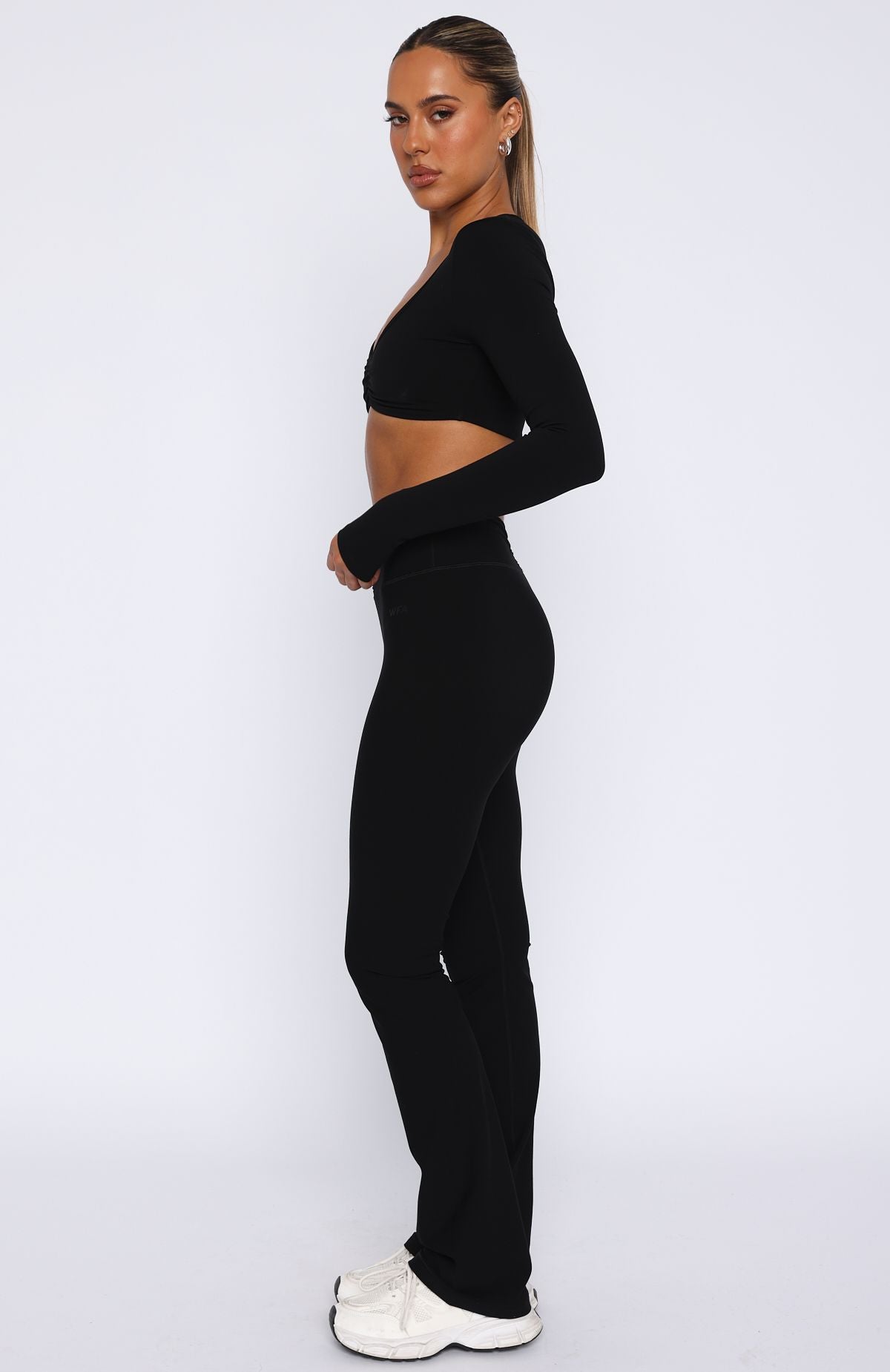 Revival High Waisted Flare Leggings Black | White Fox Boutique UK