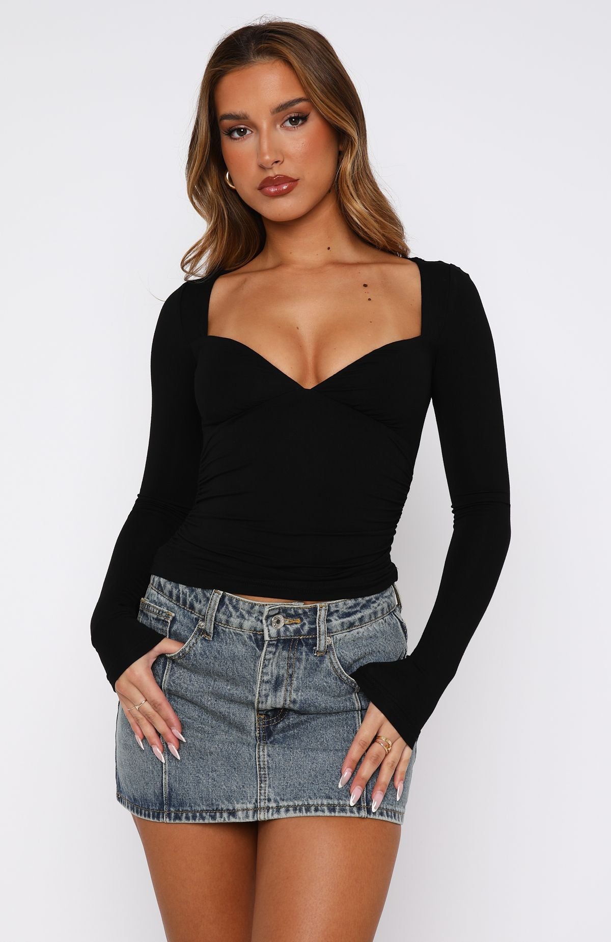 Sweeter Than You Long Sleeve Top Black | White Fox Boutique UK