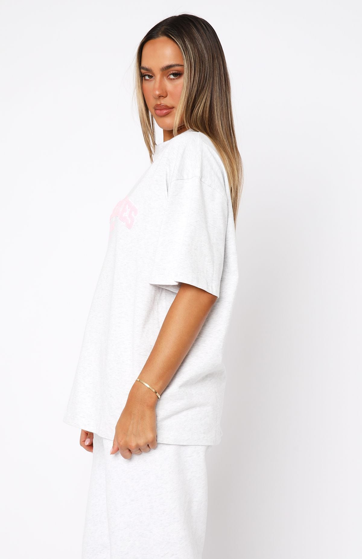 Decade Classics Global Oversized Tee Grey Marle | White Fox Boutique UK