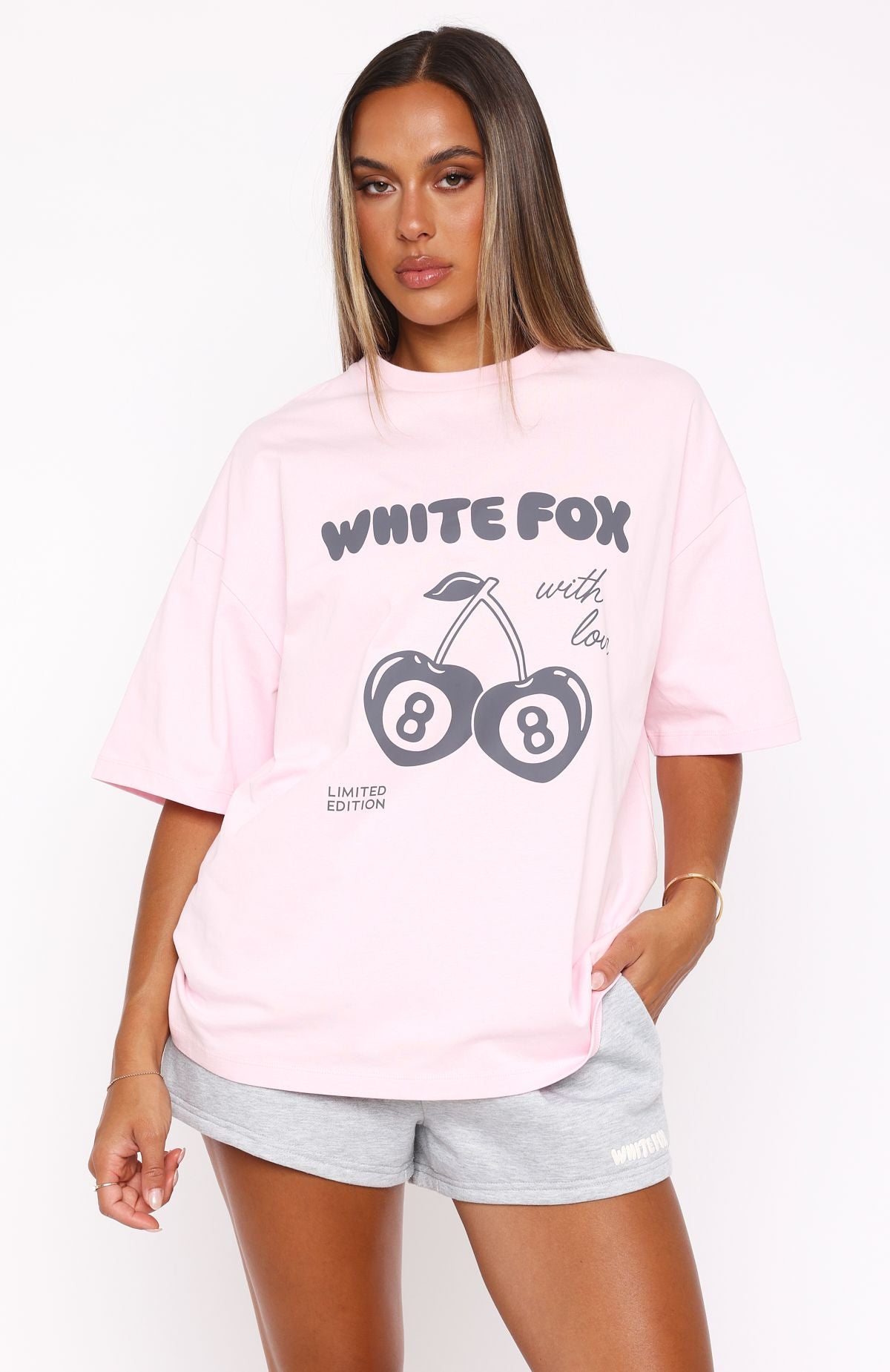 Candyfoxx ロングパーカー ロングTシャツ Tシャツ セット With Love In The Moment Oversized Tee Pink | White Fox Boutique UK