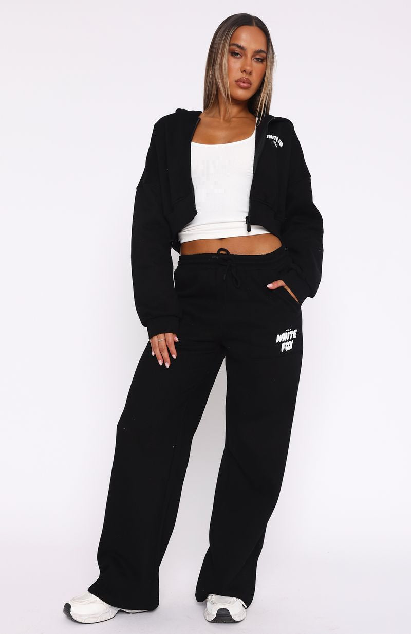 Offstage Wide Leg Sweatpants Monochrome | White Fox Boutique UK