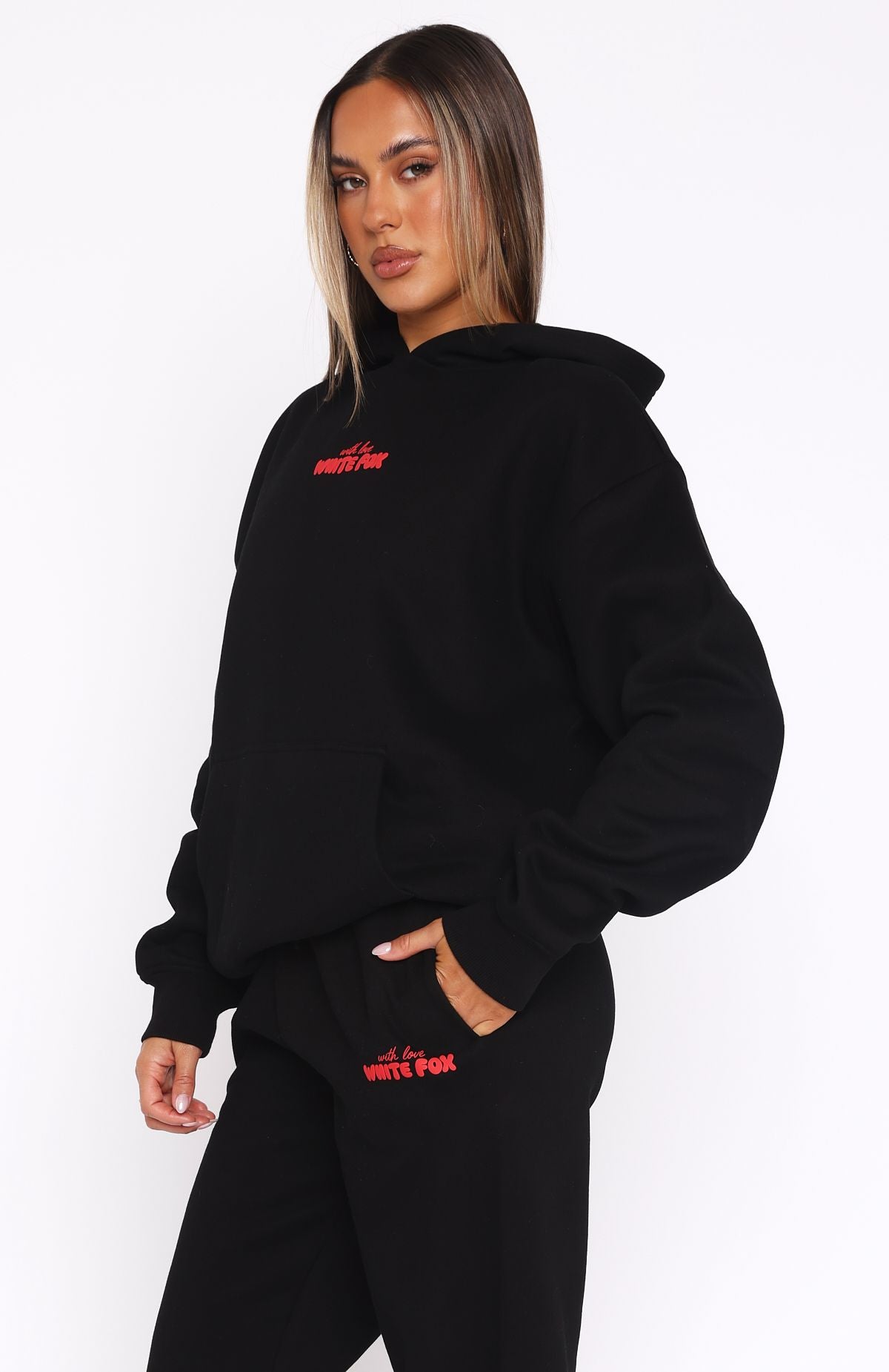 With Love In The Moment Oversized Hoodie Black | White Fox Boutique UK