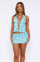 Capri Cove Beaded Mini Skirt Baby Blue