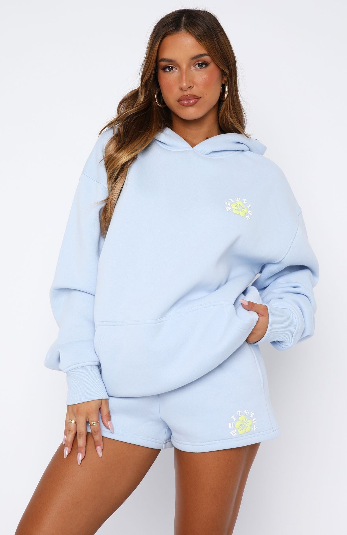 Keep Blooming Oversized Hoodie Blue | White Fox Boutique UK