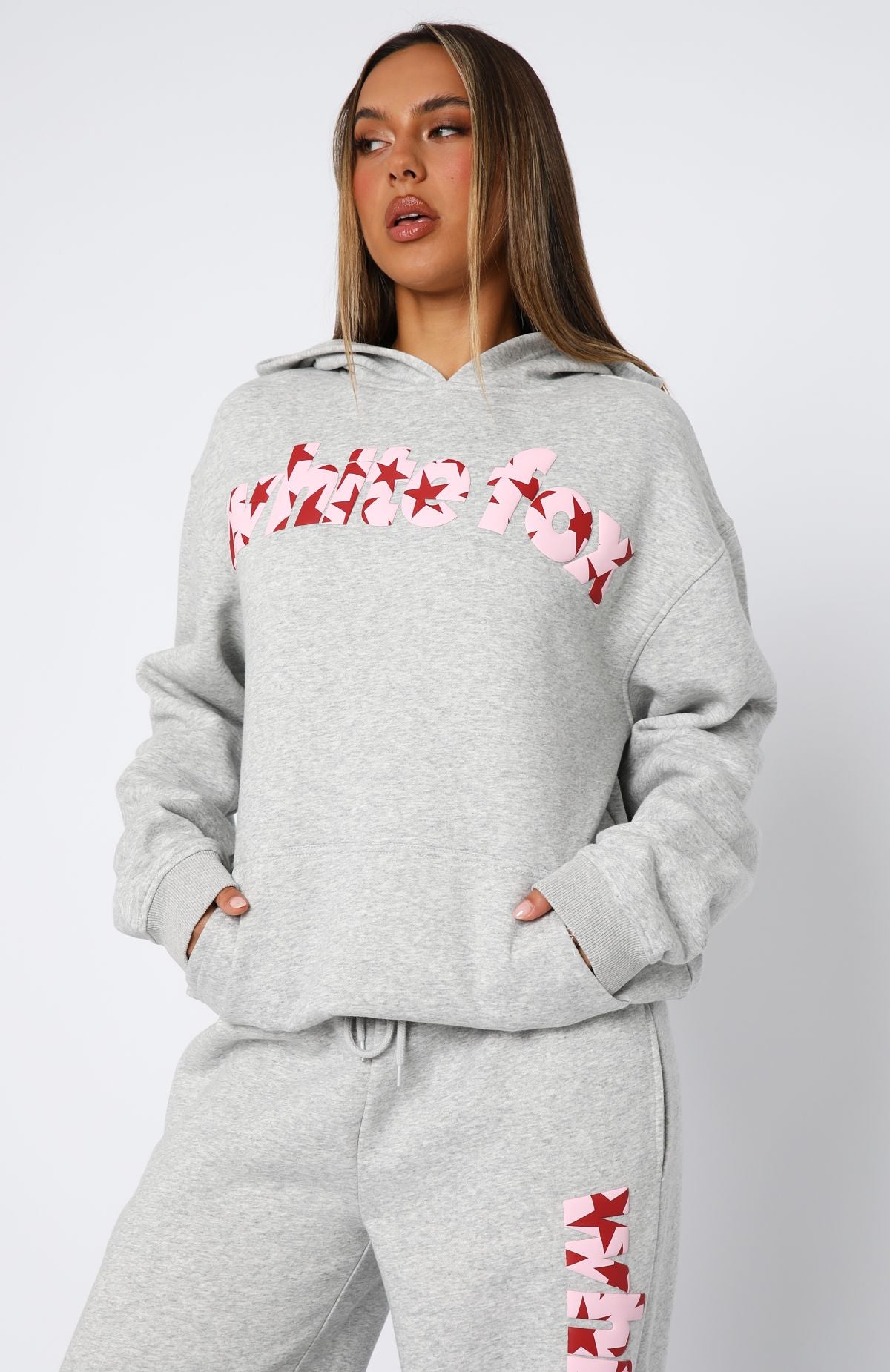 From The Archives Jaxx Oversized Hoodie Dark Grey Marle | White