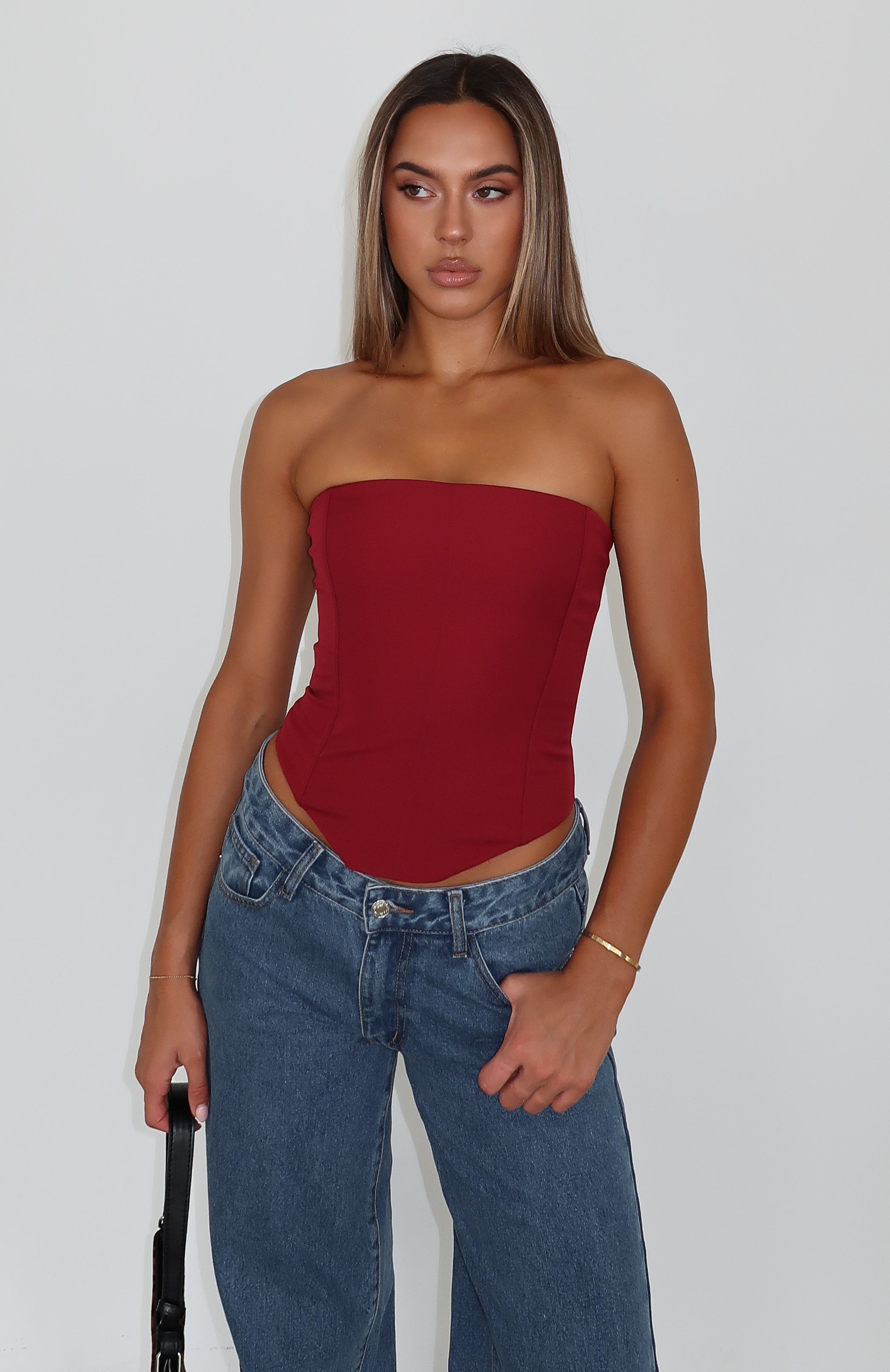 Let It Go Strapless Bustier Wine | White Fox Boutique UK
