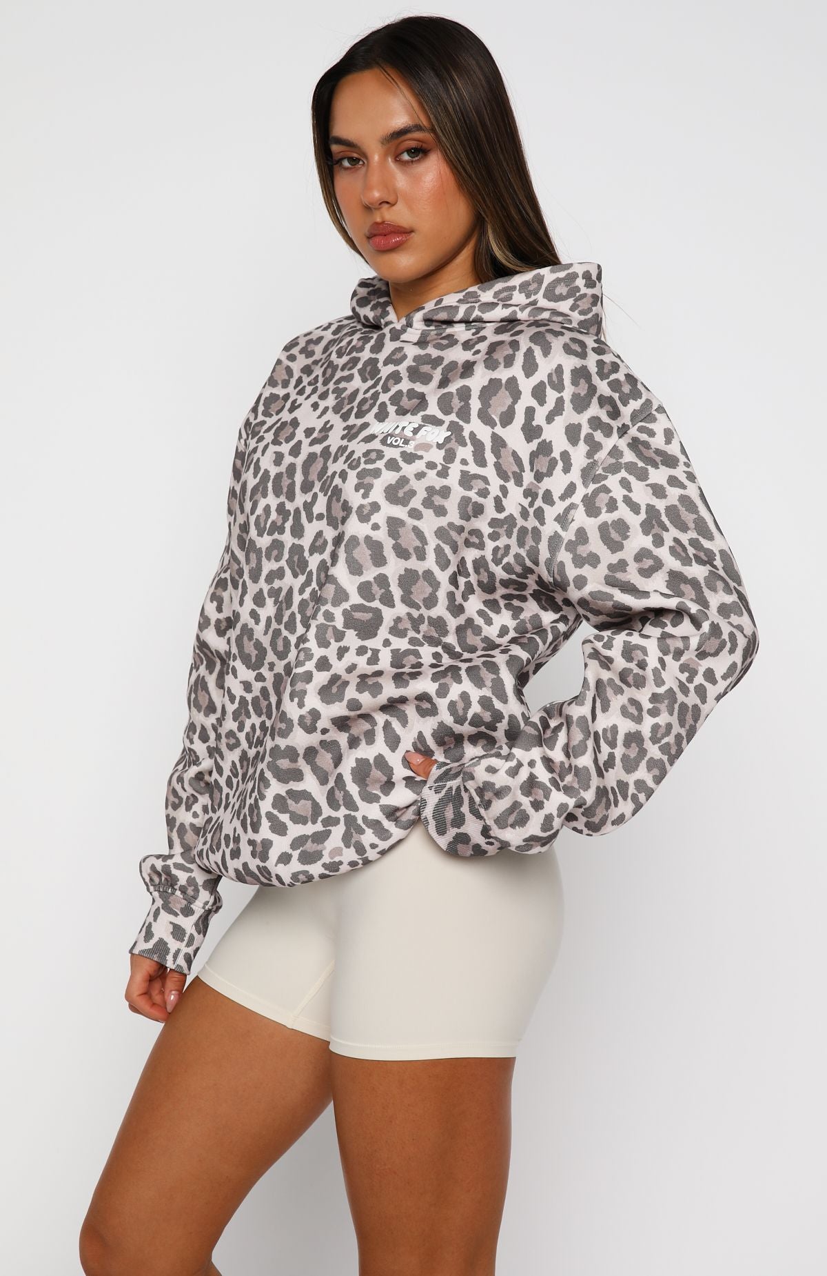 Offstage Printed Oversized Hoodie Leopard | White Fox Boutique UK