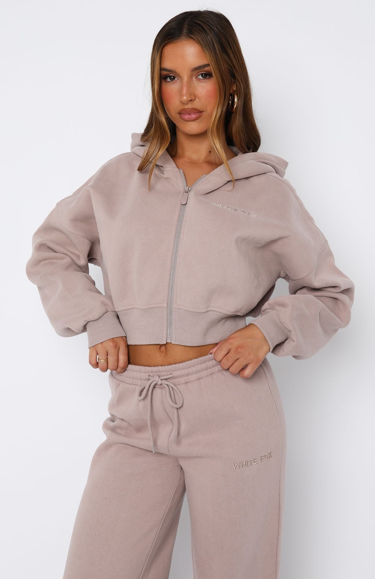Stay Lifted Cropped Hoodie Cinnamon | White Fox Boutique UK
