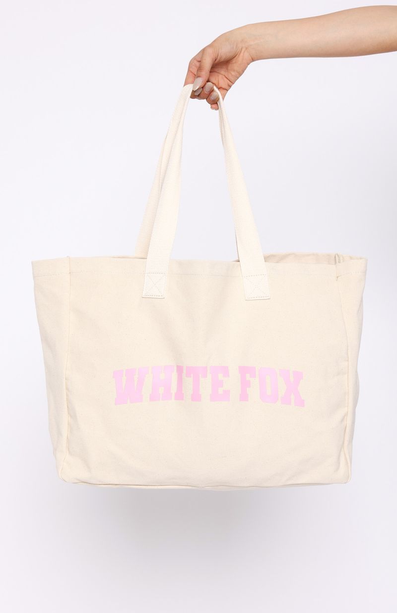 Stepping Out Tote Bag Natural/Pink | White Fox Boutique UK