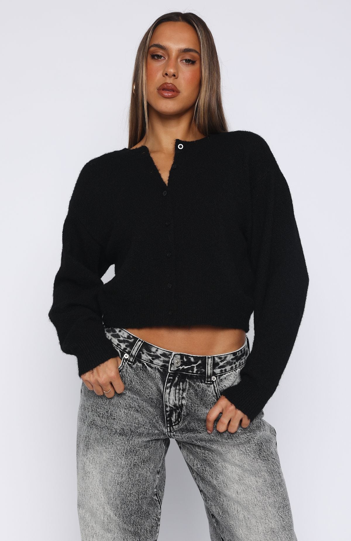 Warm Whispers Knit Cardigan Black | White Fox Boutique UK