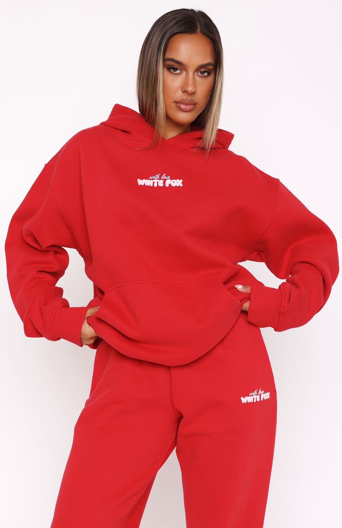 With Love In The Moment Oversized Hoodie Red | White Fox Boutique UK