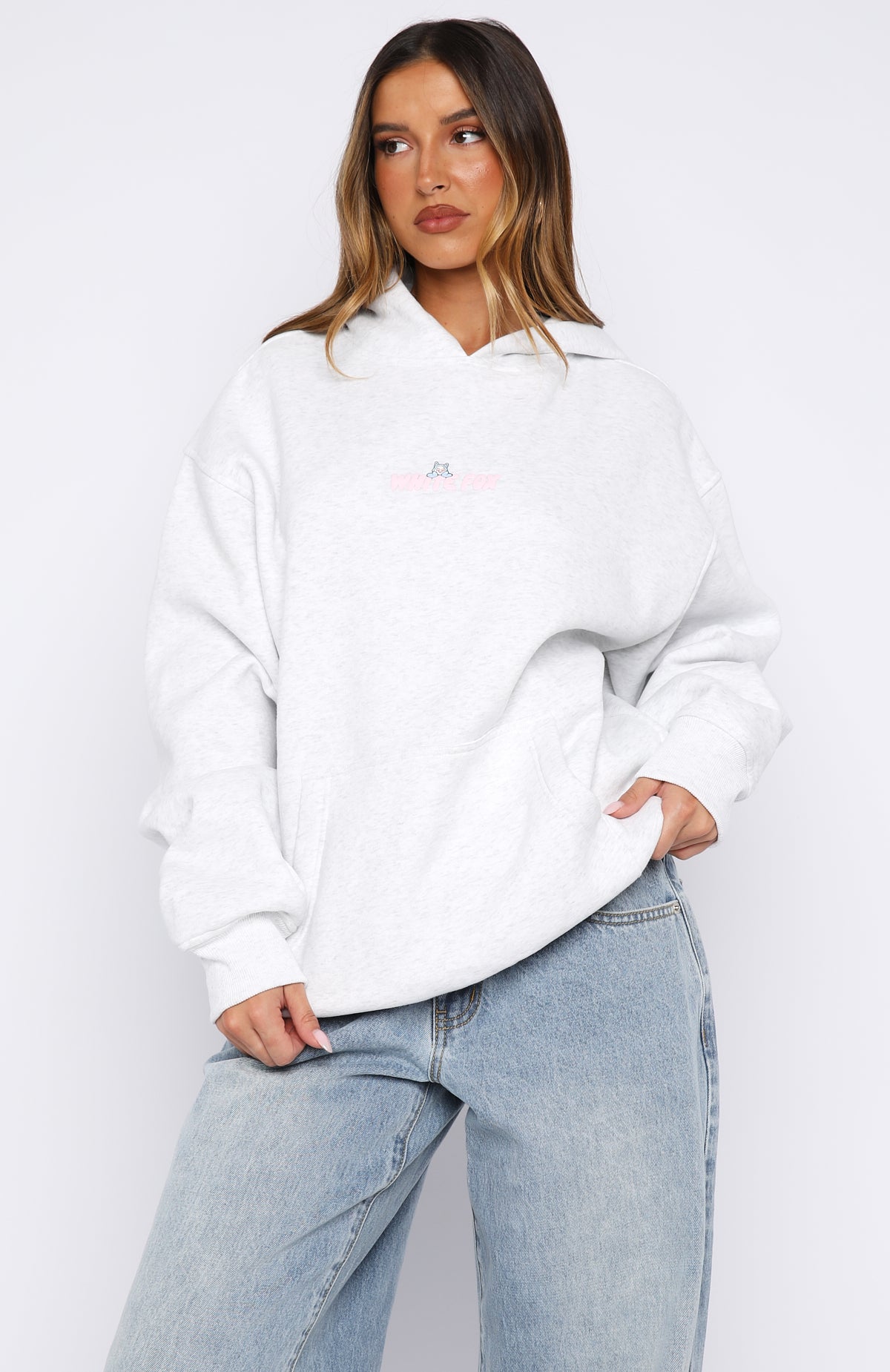 Bubbles & Foxy Friends Oversized Hoodie Frosty | White Fox Boutique UK