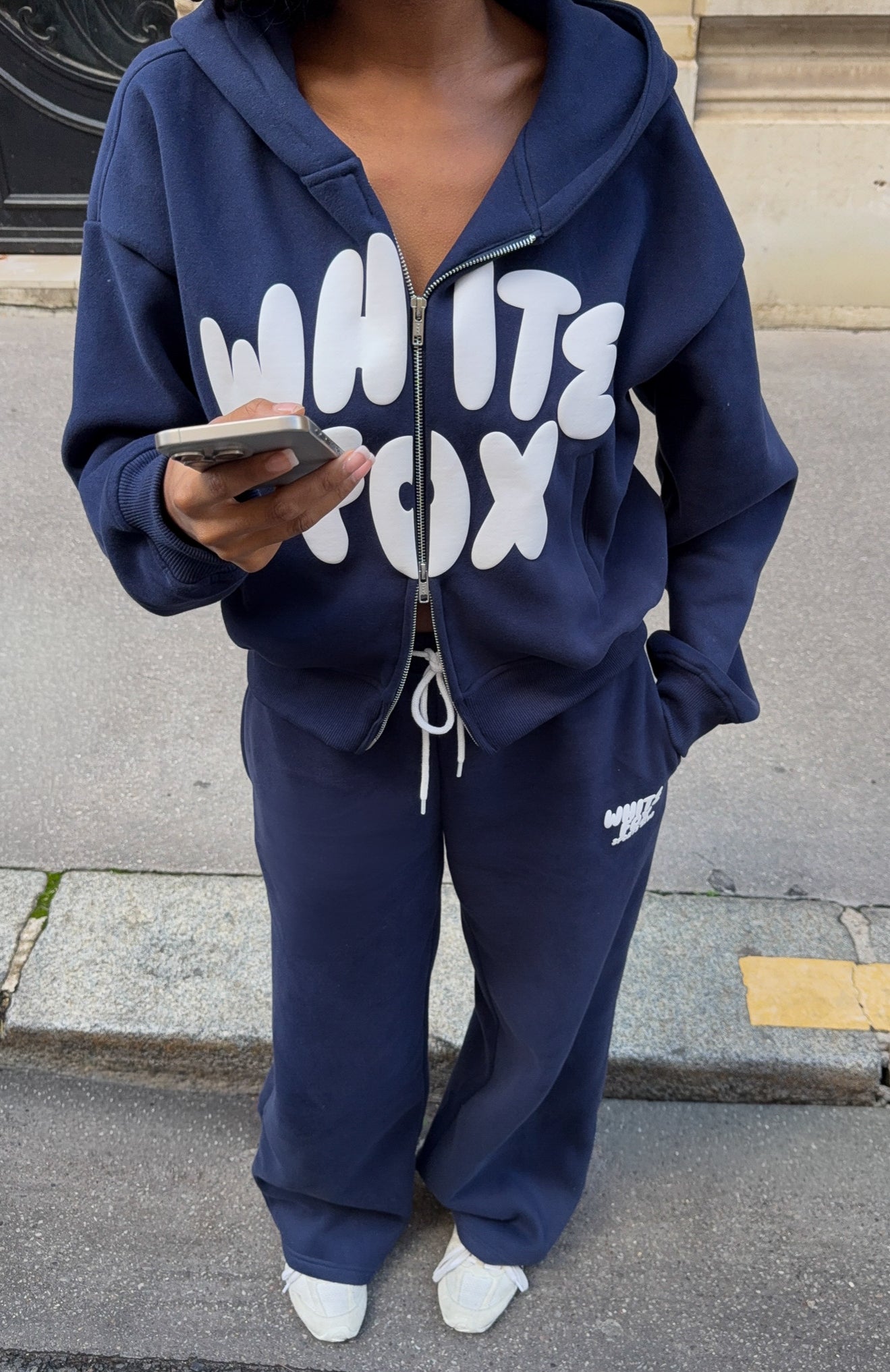 Club 14 Allie Boxy Zip Front Hoodie Navy | White Fox Boutique UK