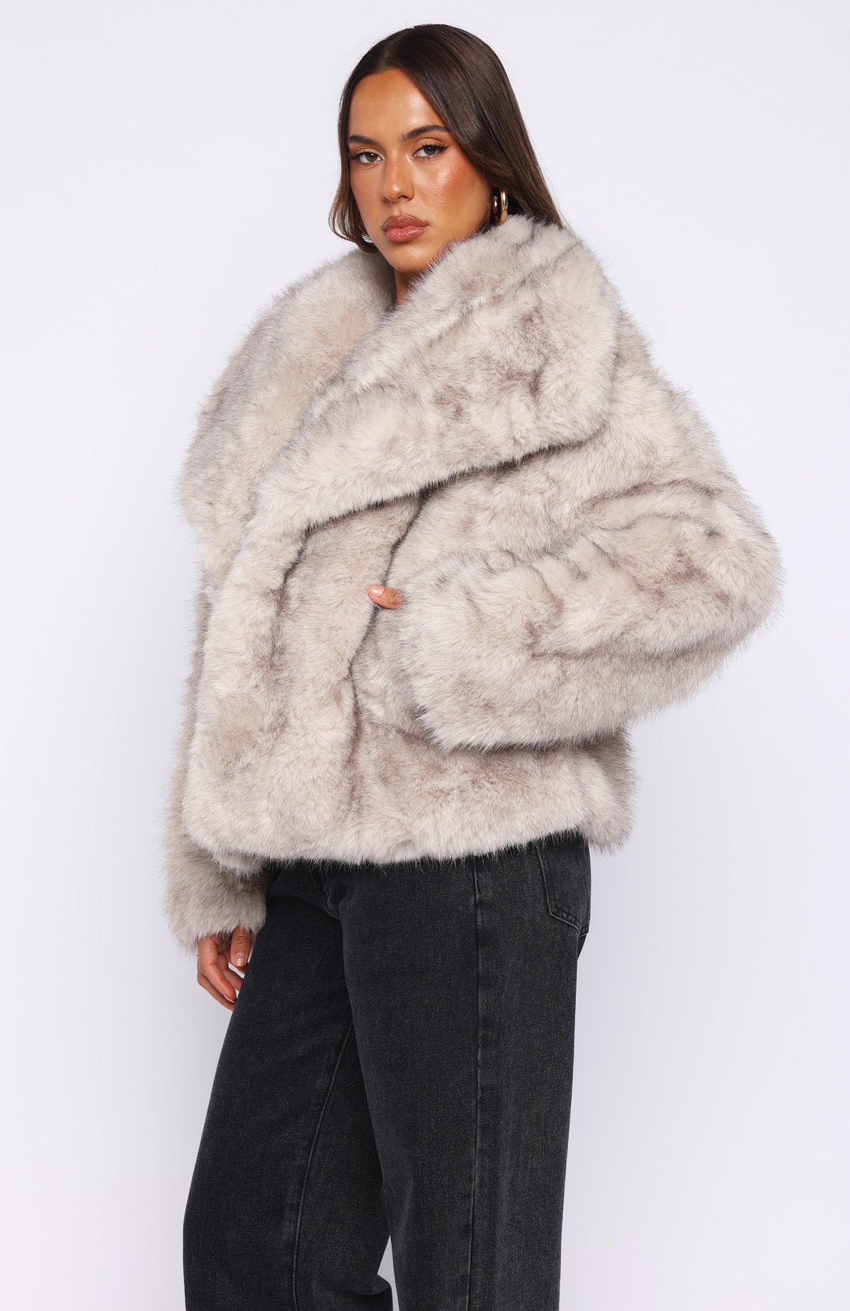 Dirty Martini Faux Fur Jacket Smokey Taupe | White Fox Boutique UK