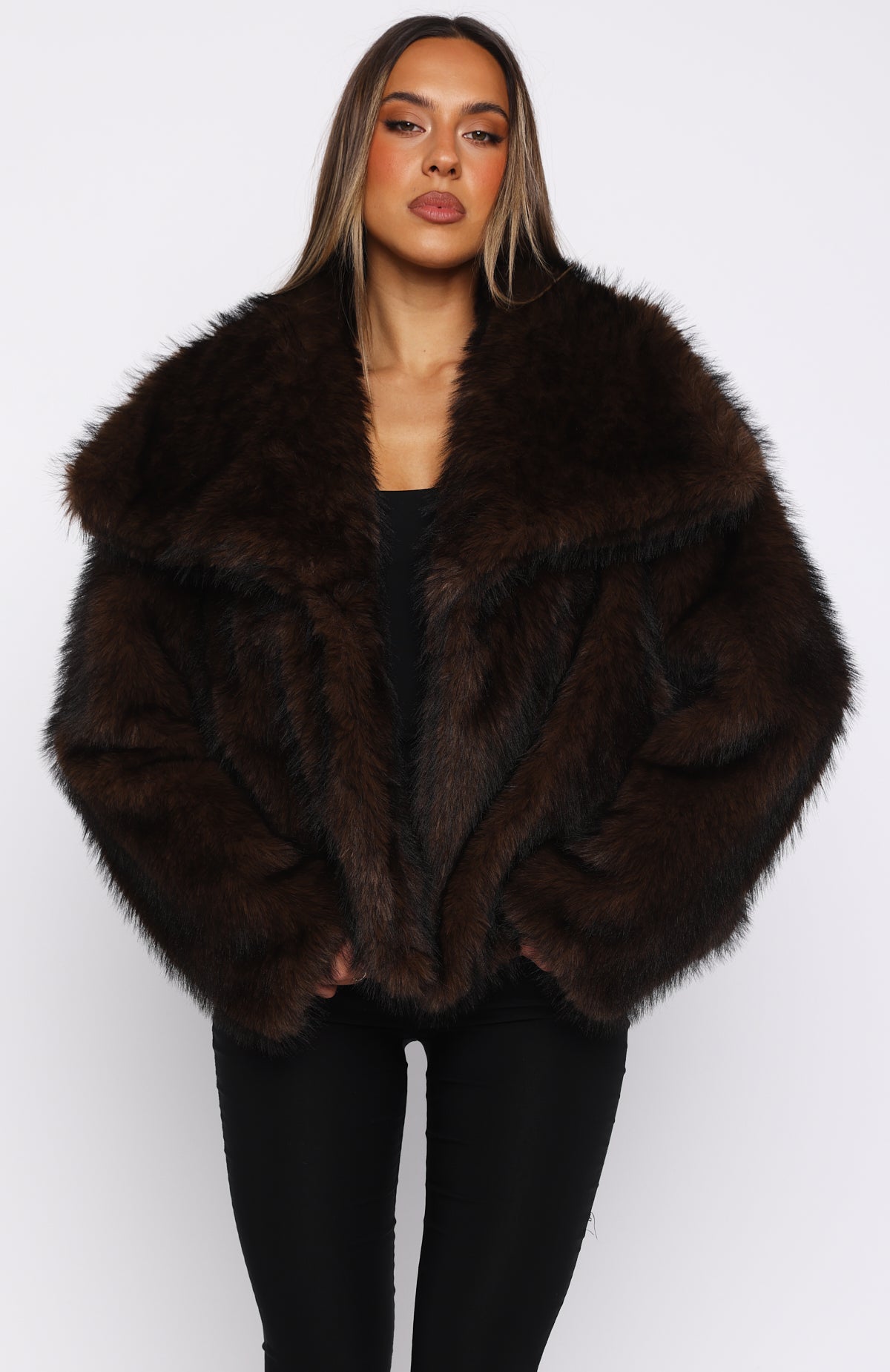 Dirty Martini Faux Fur Jacket Chocolate | White Fox Boutique UK