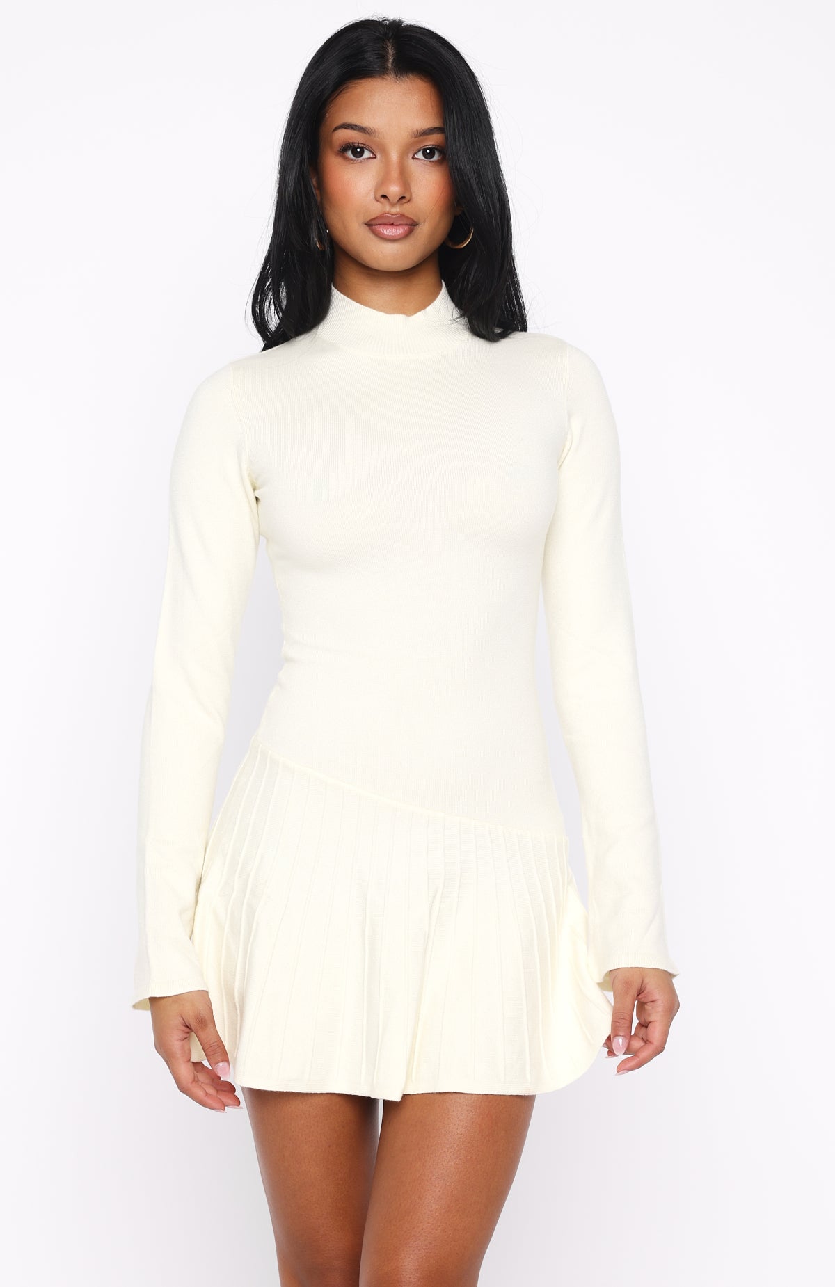 long sleeve mini dress uk Forever Her Long Sleeve Mini Dress White