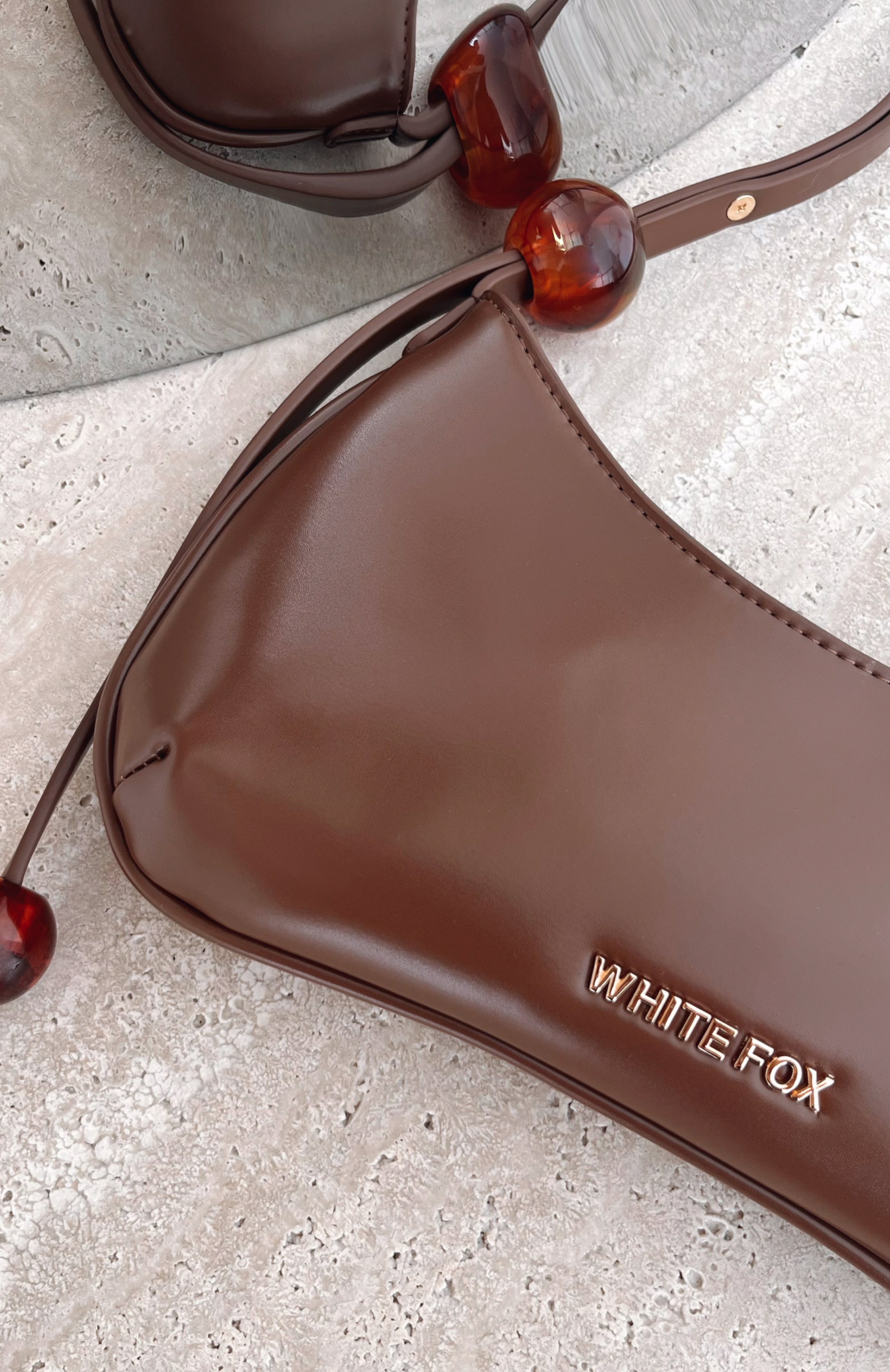 Lotus Shoulder Bag Chocolate PU | White Fox Boutique UK