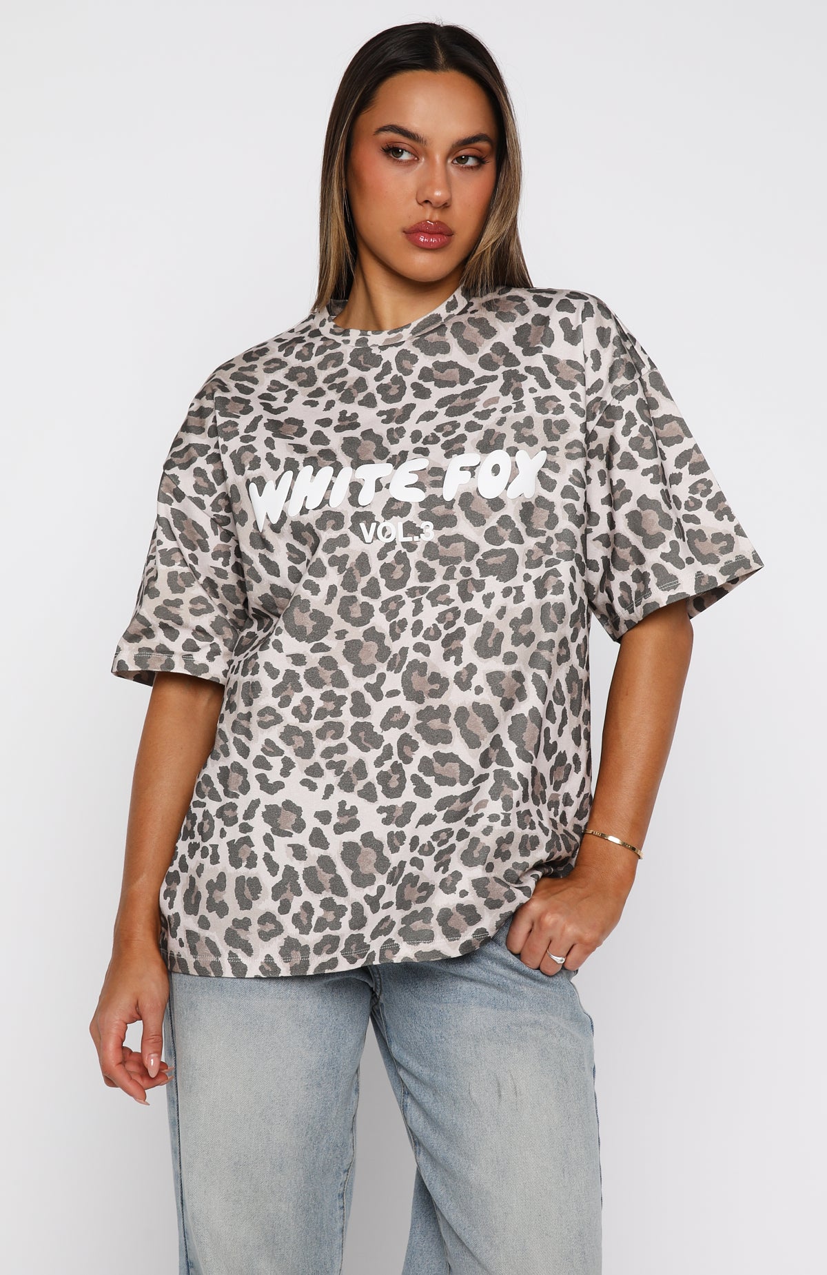 Offstage Printed Oversized Tee Leopard | White Fox Boutique UK